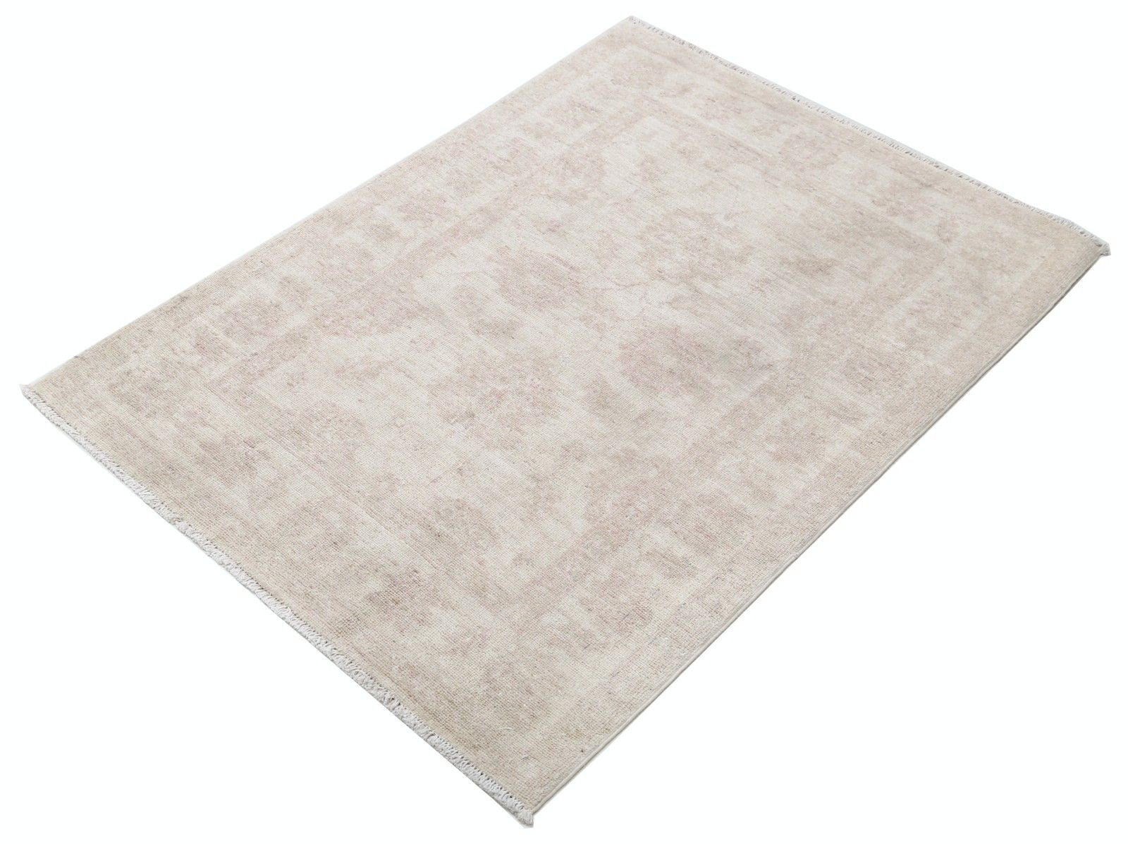2,8 x 3,8 ft Handgeknoopt Beige Turks Wollen Vloerkleed met Allover Bloemmotief photo for sale