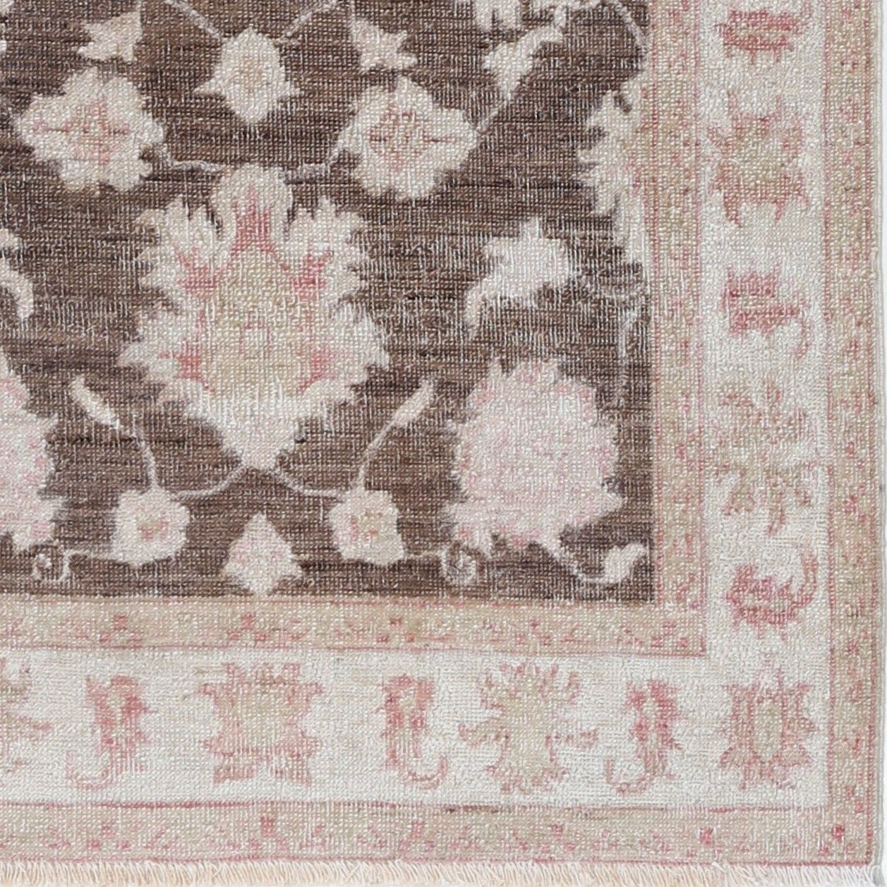 2.8x4.2 Ft Hand Knotted Brown, Ivory, Pale Pink Accent Rug With Floral Design photo buy