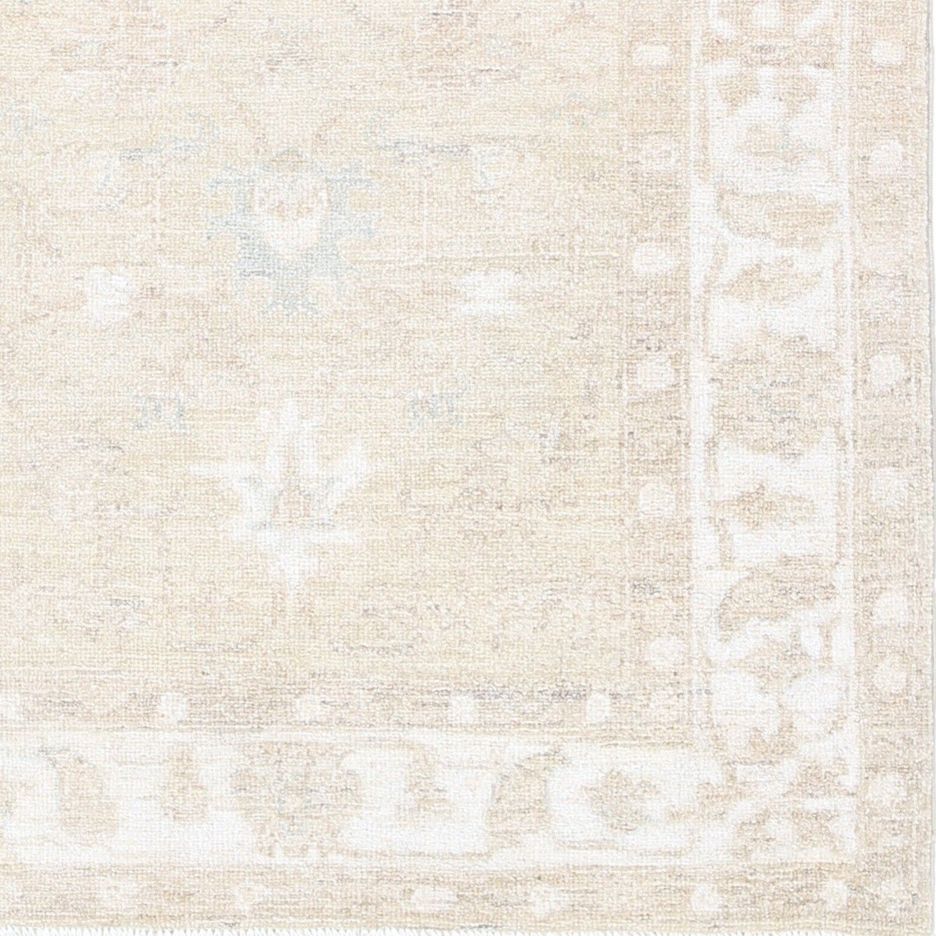 Tapis d'appoint turc noué à la main en laine beige, motif floral, 0,82 x 1,12 m photo buy