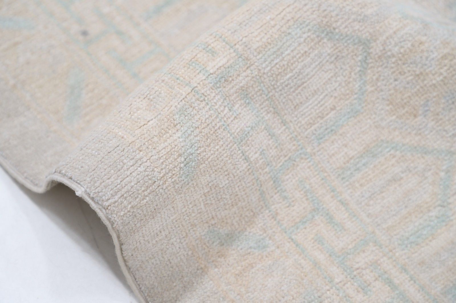 Tapis traditionnel fait main bleu et beige, 3,51 x 4,25 m. Tapis de salon photo 9399.0