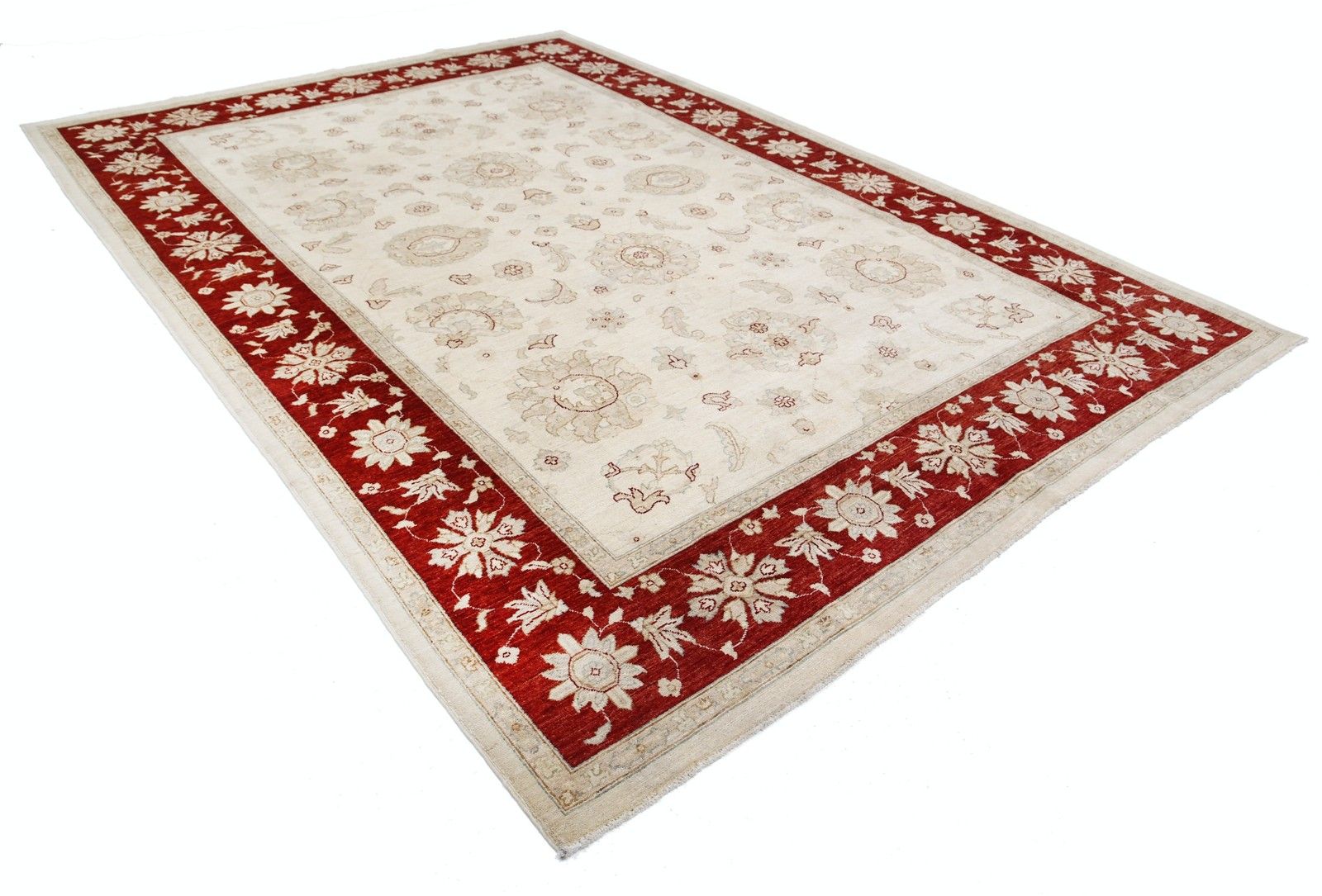 8.3x12 Ft Handmade Large Wool Area Rug In Red And Beige. Floral Oushak Carpet photo furniture