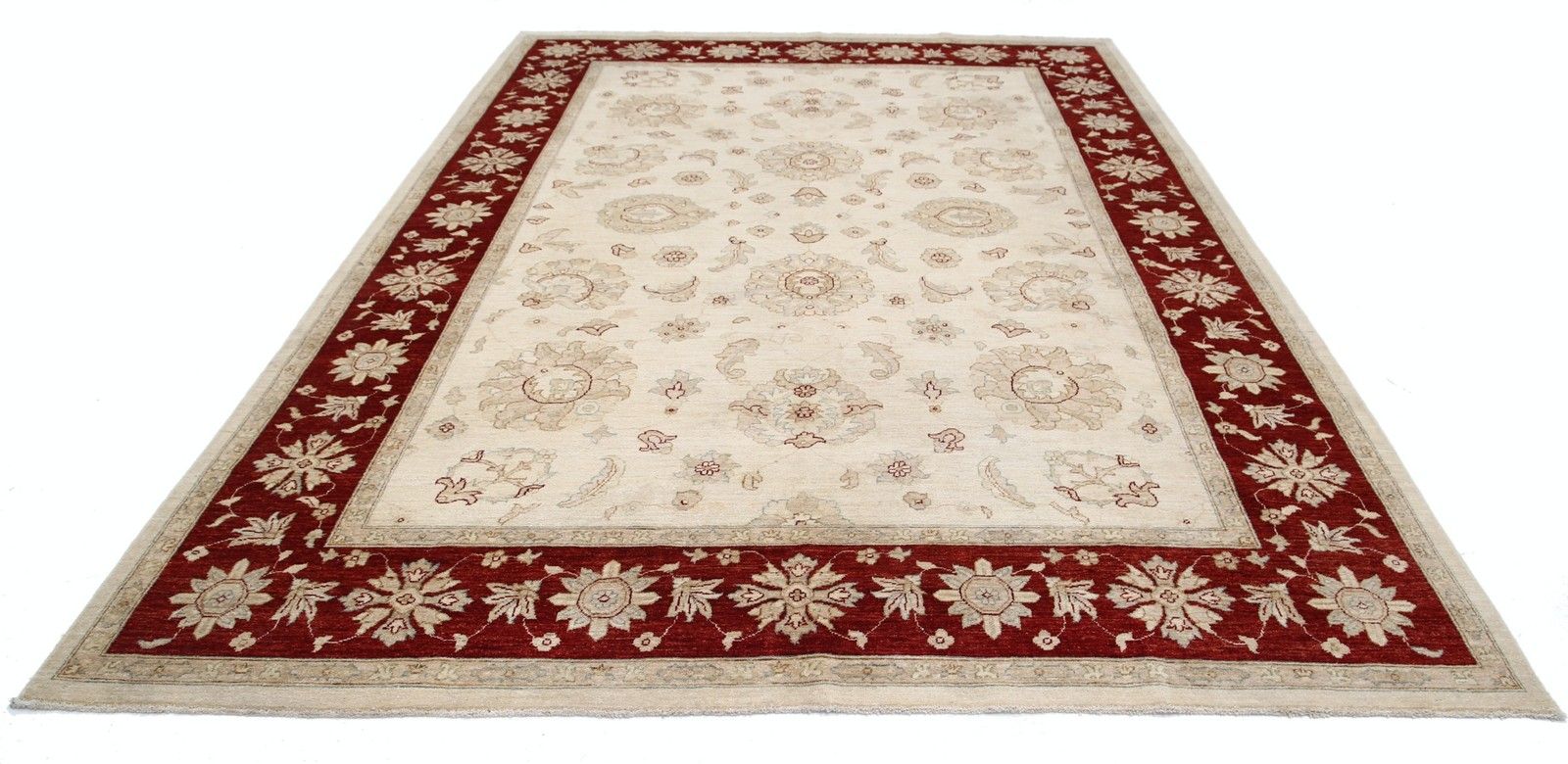8.3x12 Ft Handmade Large Wool Area Rug In Red And Beige. Floral Oushak Carpet photo Textiles