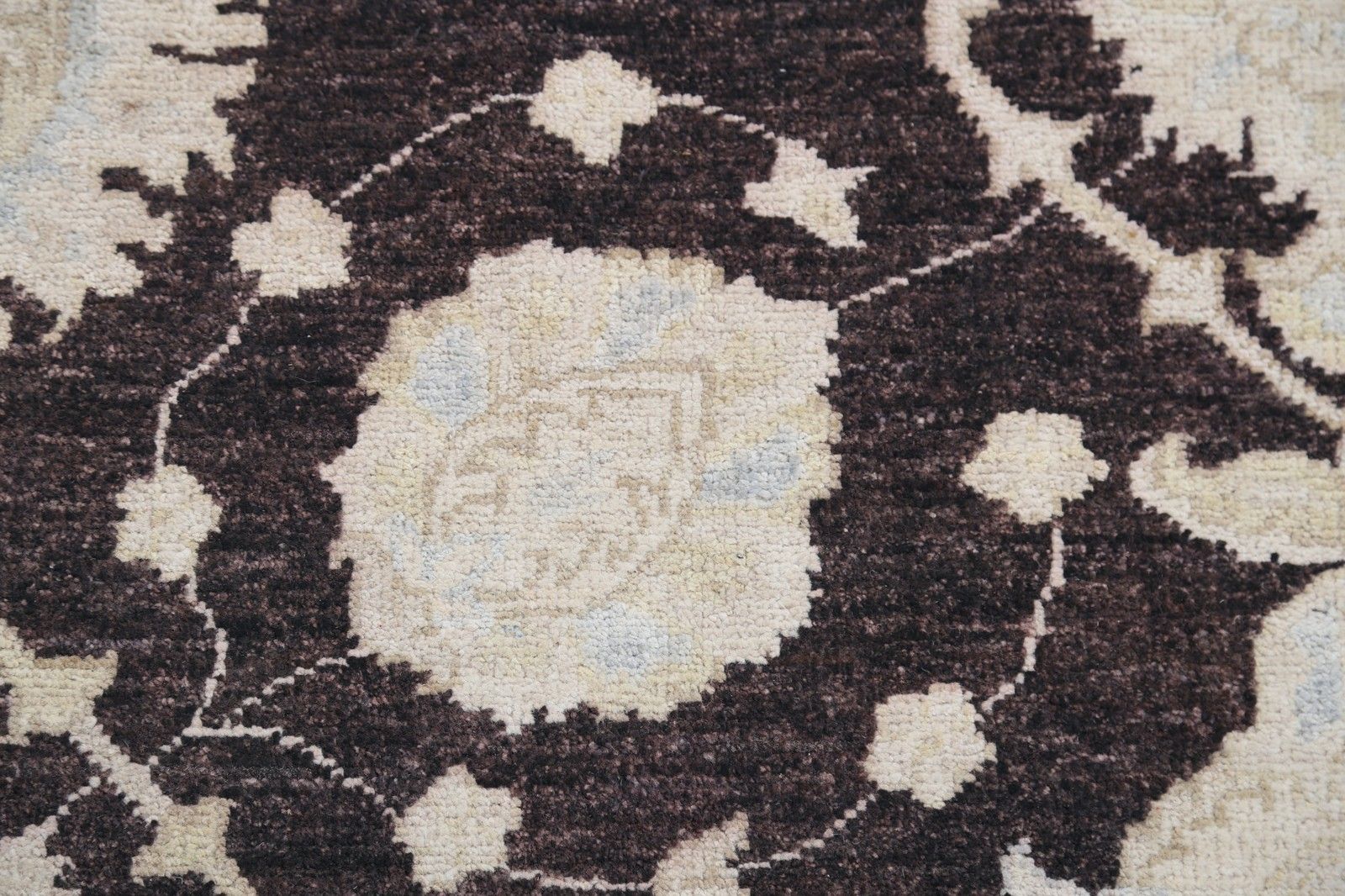 9x11.8 Ft Hand Knotted Brown, Ivory Wool Area Rug. Ogee Trellis Design Carpet photo 5373.0