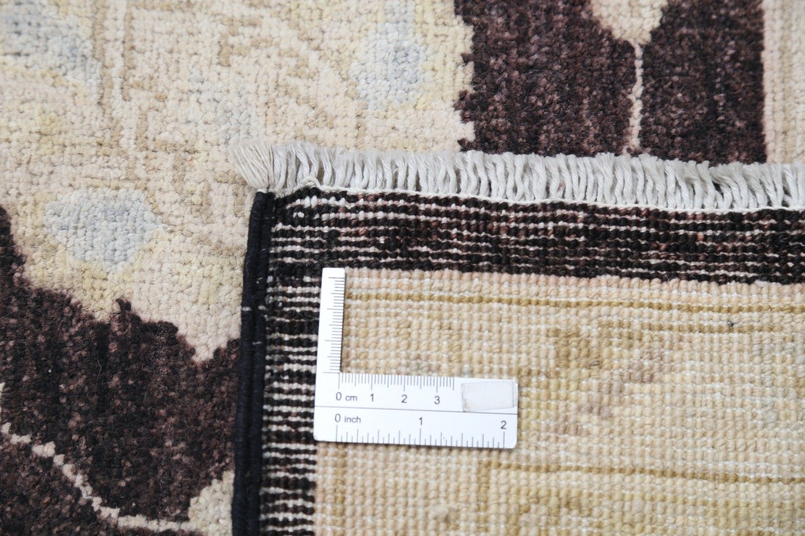9x11.8 Ft Hand Knotted Brown, Ivory Wool Area Rug. Ogee Trellis Design Carpet photo buy