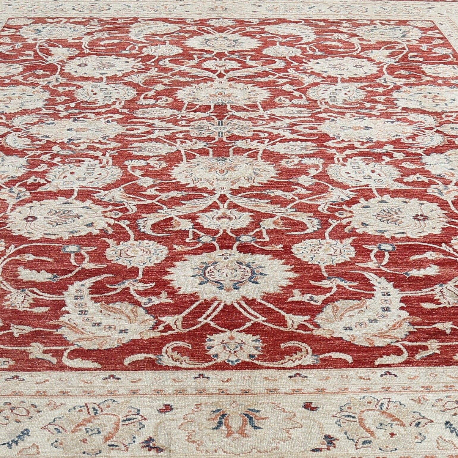 10.2x14.2 Ft Hand Knotted Wool Large Area Rug Floral Design. Red Oushak Carpet photo Textiles