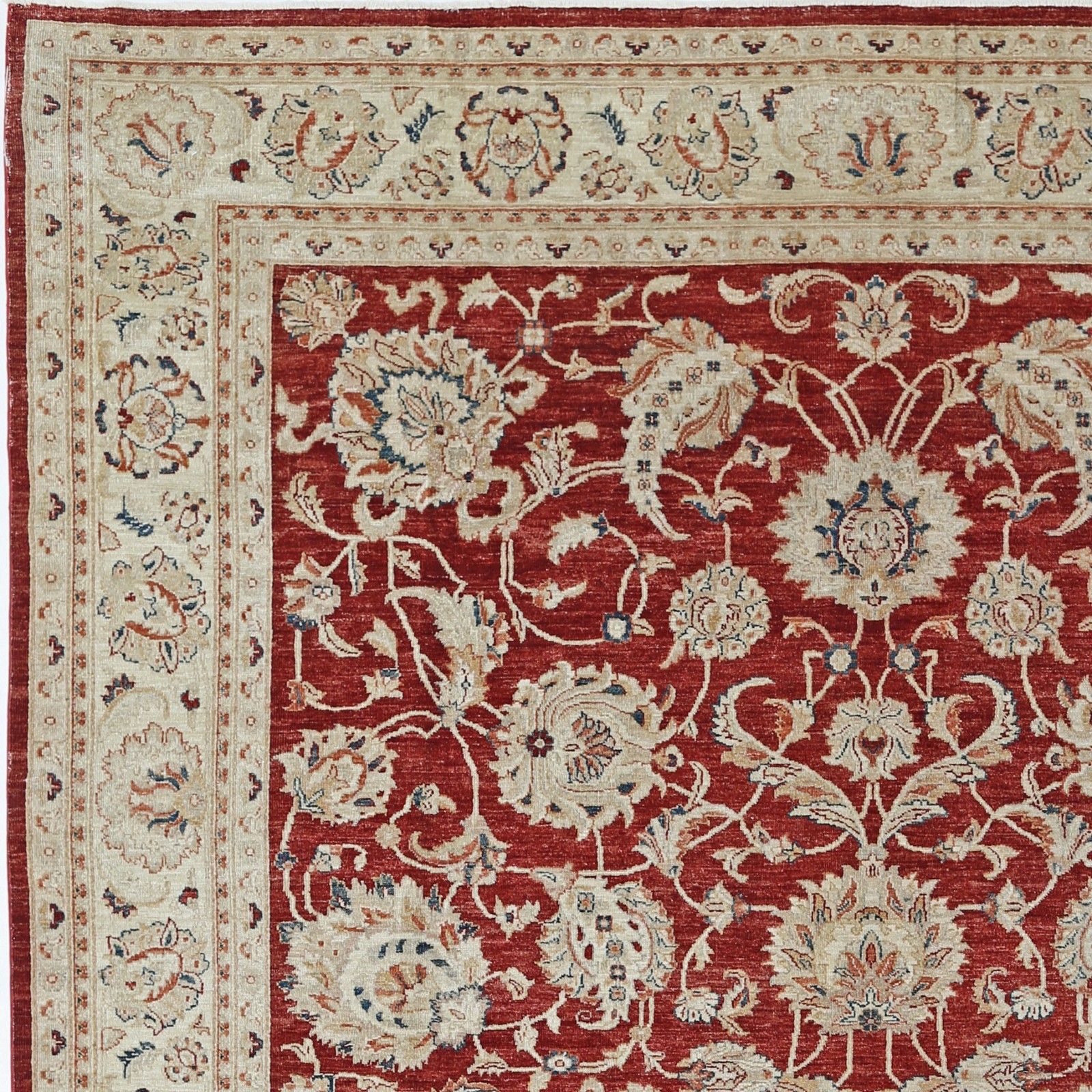 10.2x14.2 Ft Handgeknoopt Wollen Groot Vloerkleed Bloemmotief. Rood Oushak Tapijt photo vinterior