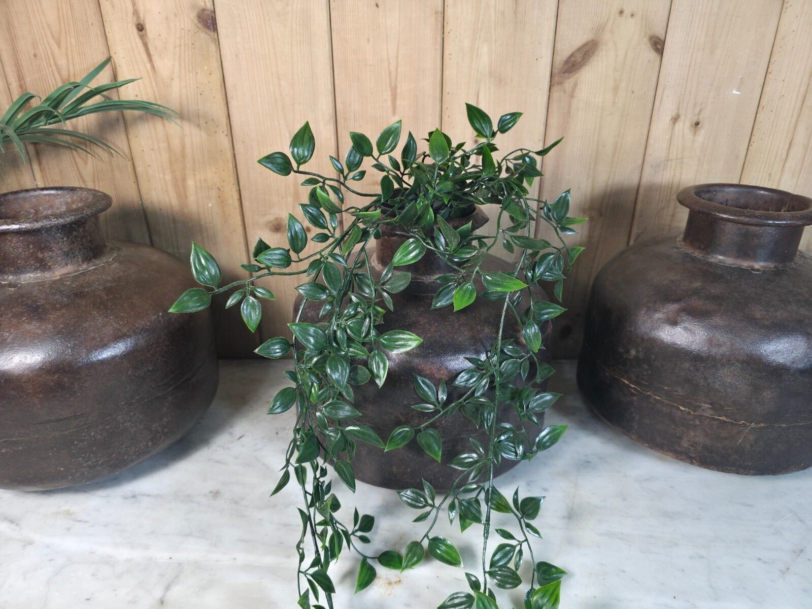 Old Vintage Rustic Wabi Sabi Heavy Duty Metal Iron Indian Water Pot Vase Carrier photo buy