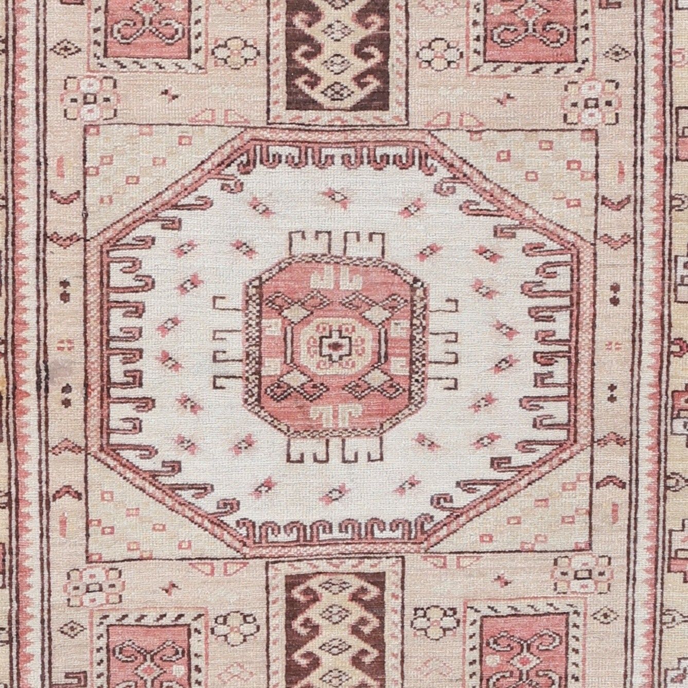 3x5 Ft Hand Knotted Ivory, Red Wool Area Rug. Turkish Medallion Motif Accent Rug photo buy