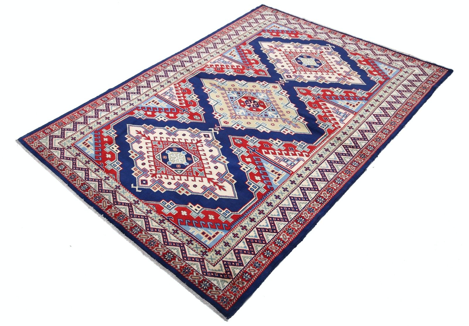 4,3x6 Ft Handgeknoopt Geometrisch Vloerkleed Voor Slaapkamer En Entree. 100% Wol photo for sale