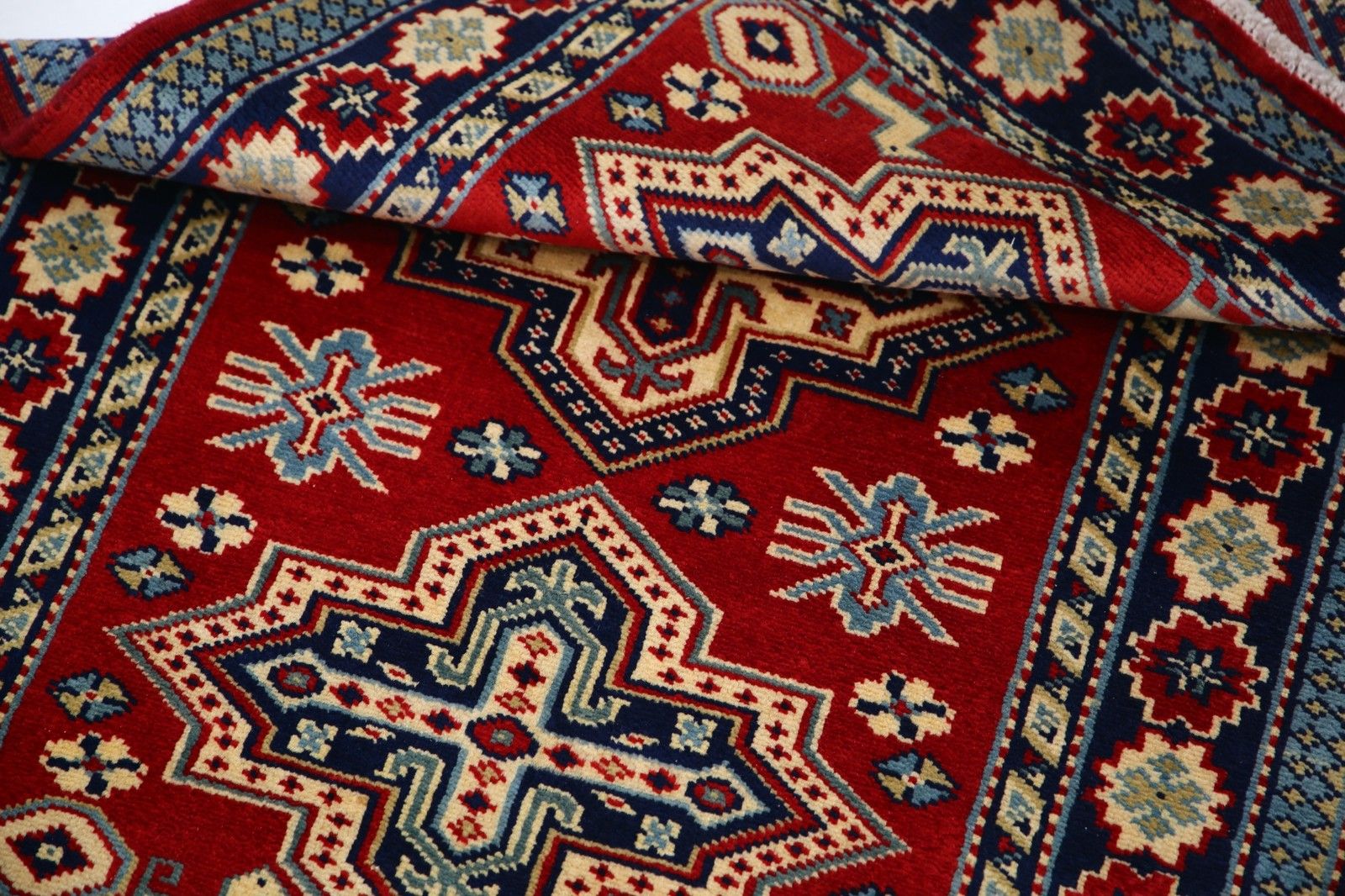 2x3 Ft Hand Knotted Geometric Red Accent Rug For Bedroom, Kitchen And Entryway photo vinterior
