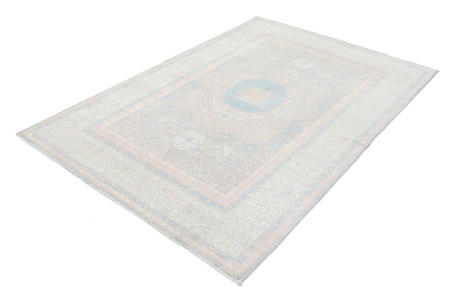 Tapis en laine turc géométrique noué à la main, tons doux, 1,43 x 2,06 m photo furniture