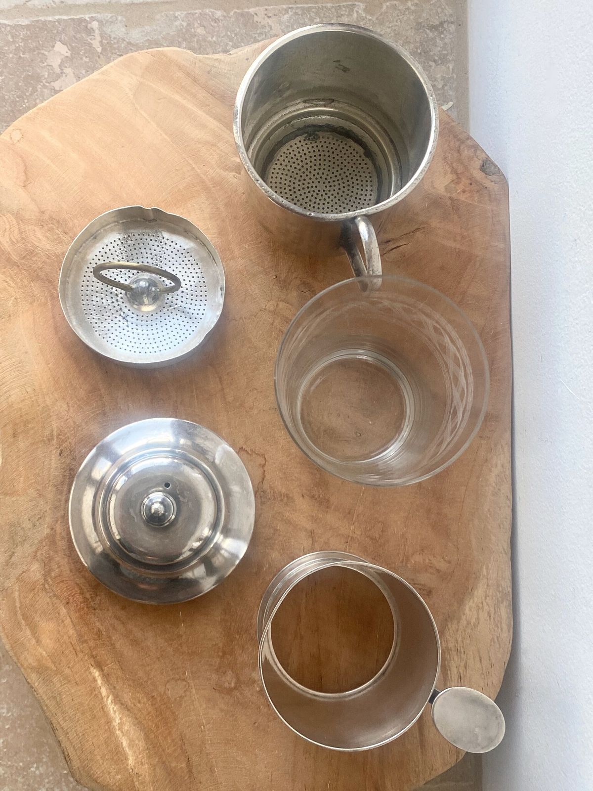 Cafetière d'époque en verre et métal argenté photo buy