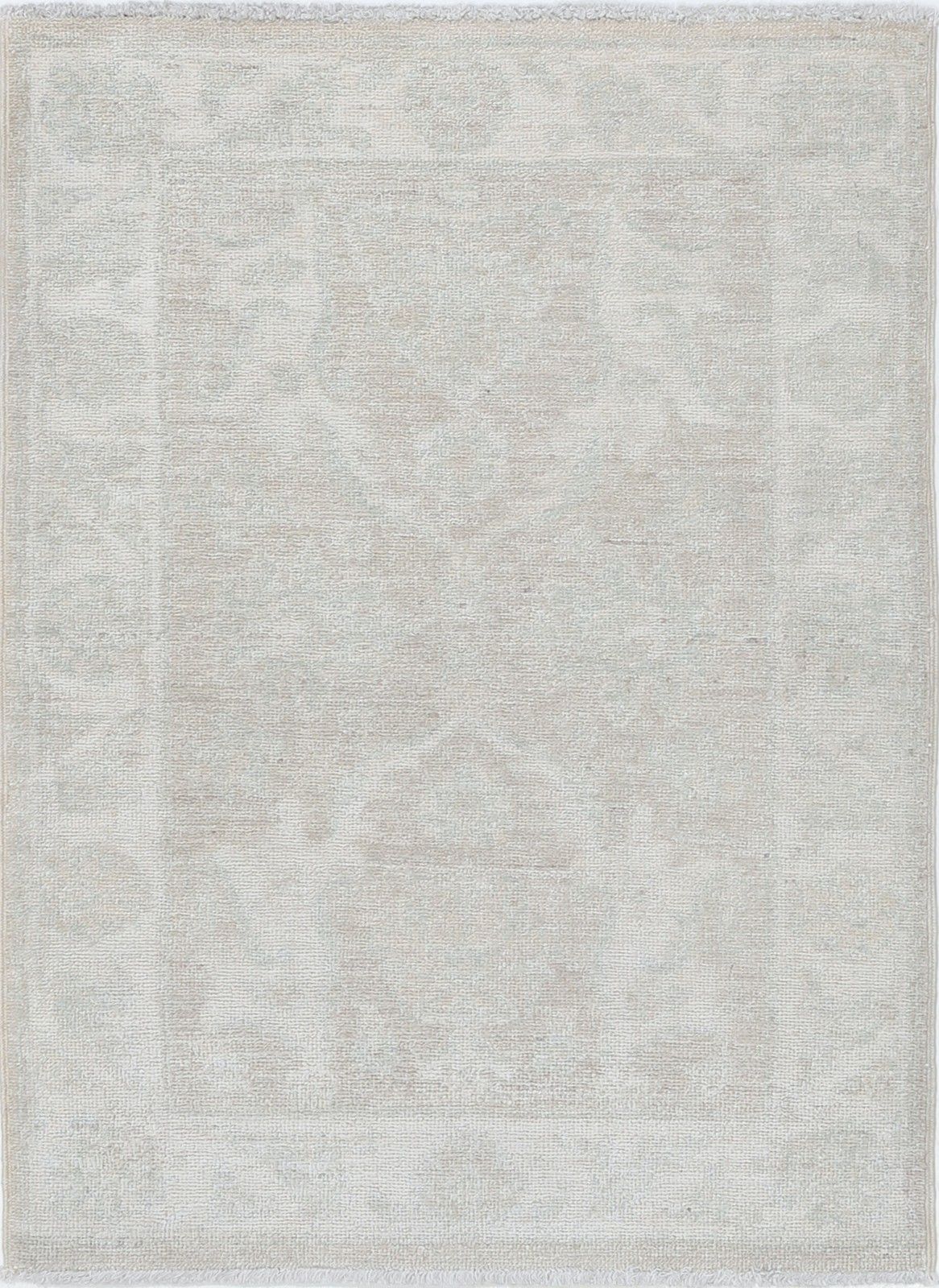 Tapis d'appoint turc traditionnel beige, 2 x 3 pi. Tapis en laine noué à la main, décoratif