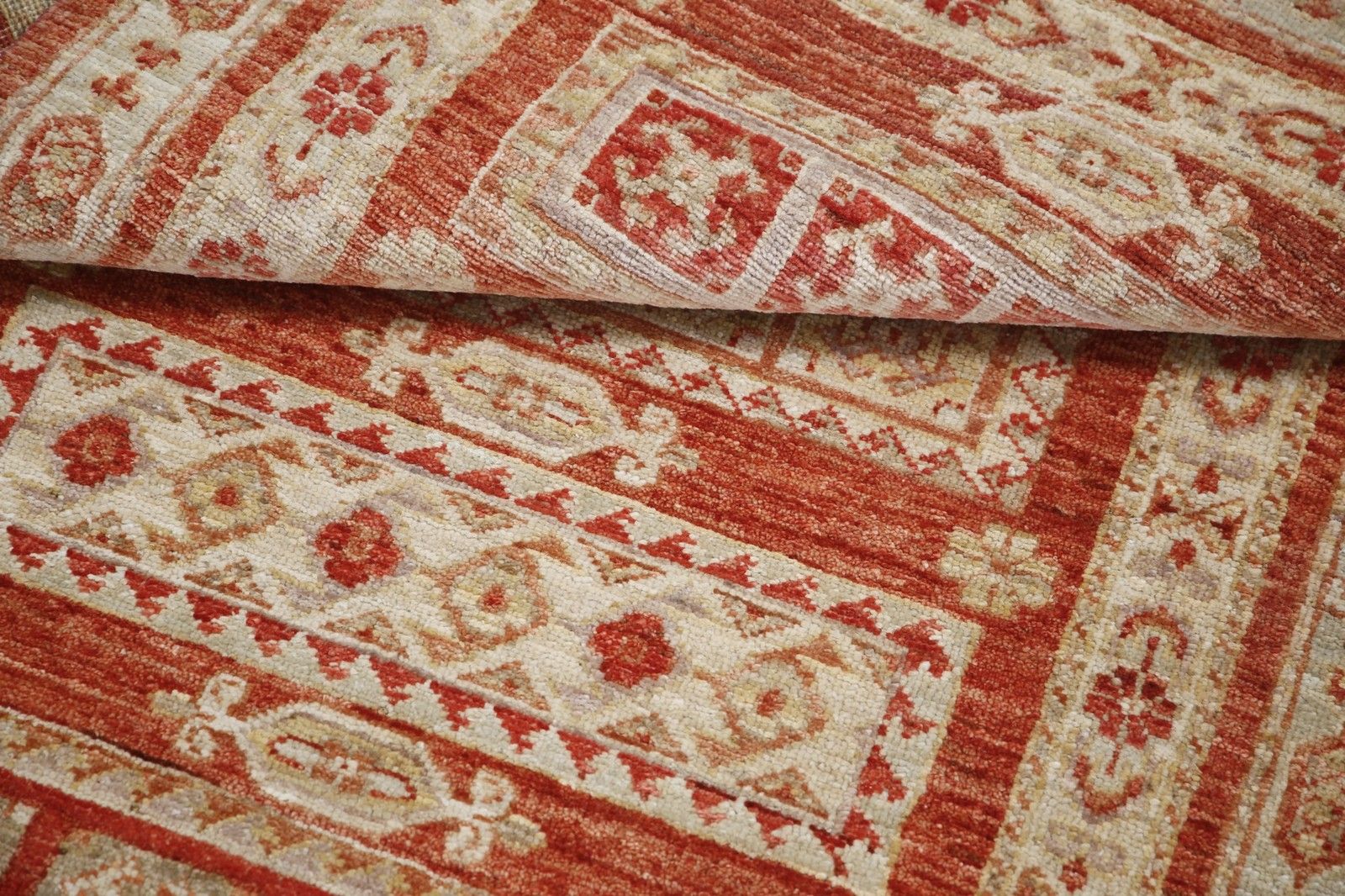 2.7x4.3 Ft Hand Knotted Red, Ivory Area Rug. Turkish Geometric Motif Accent Rug photo vinterior