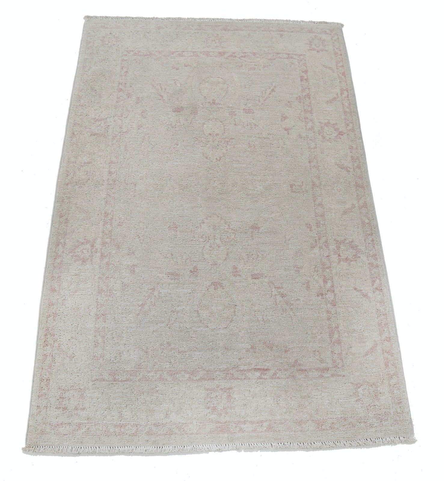 2,6x4 Ft Traditioneel Handgeknoopt Beige Wollen Accentkleed Voor Slaapkamer En Entree photo Textiel