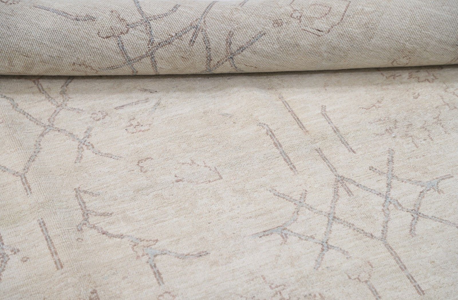 9x12.2 Ft Hand Knotted Large Area Rug For Living Room. Beige Wool Carpet photo Textiles