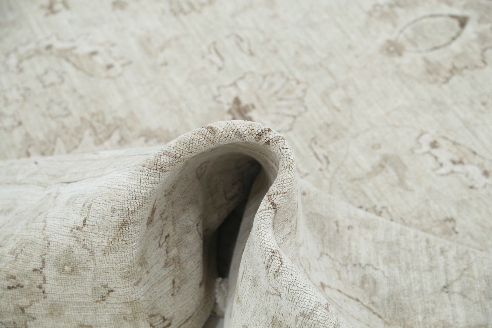 9x11.7 Ft Hand Knotted Large Area Rug For Living Room. Beige Wool Carpet photo vinterior
