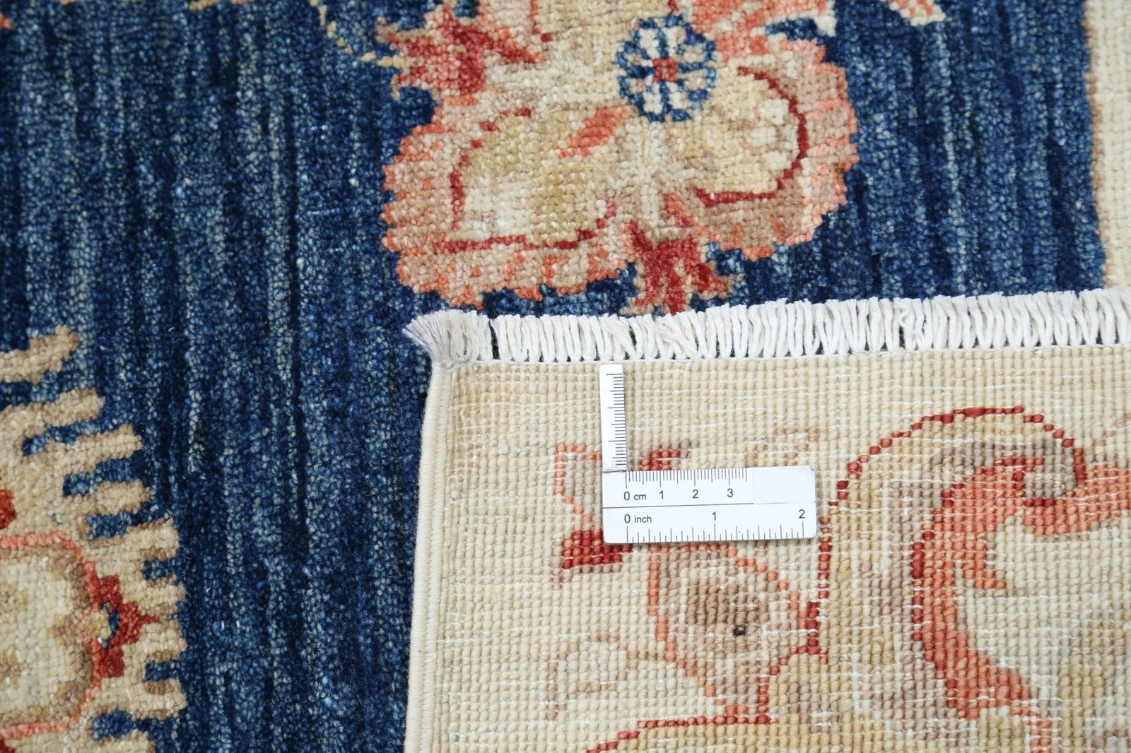 8x8.6 Ft Hand Knotted Square Oushak Wool Area Rug. Navy Blue, Beige Carpet photo buy