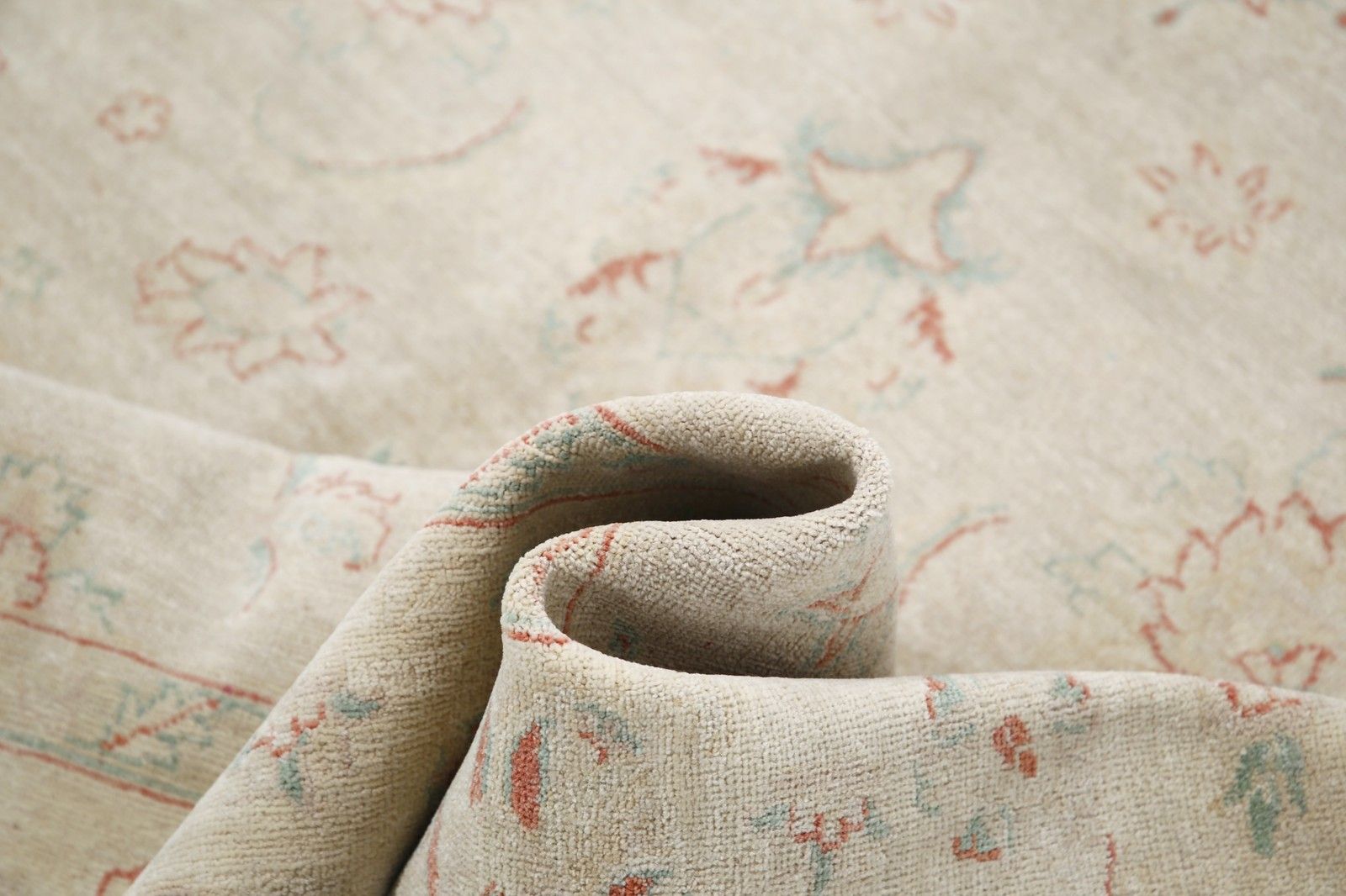 6.7x9.7 Ft Hand Knotted Large Area Rug For Living Room Decor. Beige Wool Carpet photo vinterior