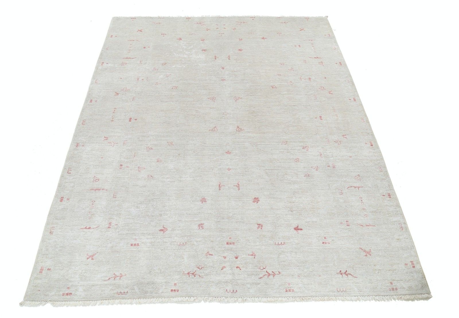 4.8x6.2 Ft Traditional Beige Turkish Rug. Hand Knotted Accent Rug. 100% Wool photo Textiles