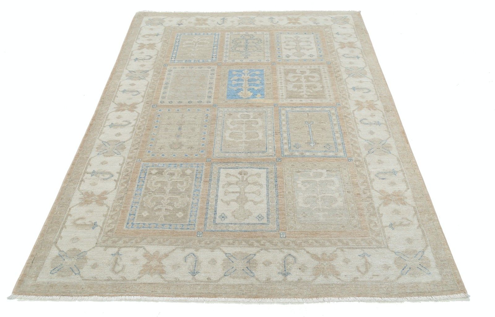 5x6.6 Ft Handknotted Geometric Area Rug For Living Room, Dining Room And Bedroom photo Textiles