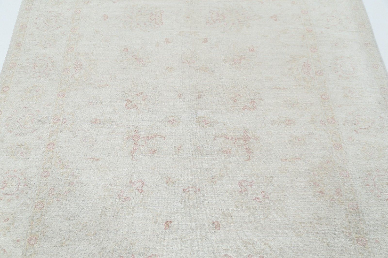 5,4x6,2 ft Handgeknoopt Beige Wollen Oushak Vloerkleed met Allover Bloemmotief photo 1612.0