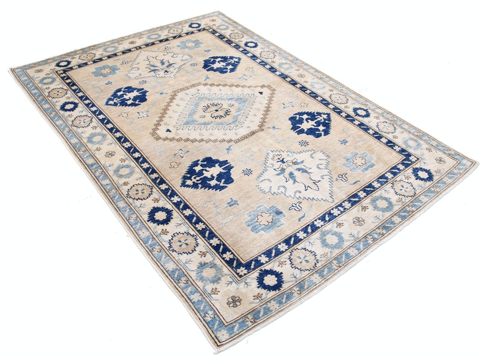 4,7 x 6,6 ft, 100% natuurlijke wol, handgeknoopt Turks vloerkleed voor de woonkamer photo furniture