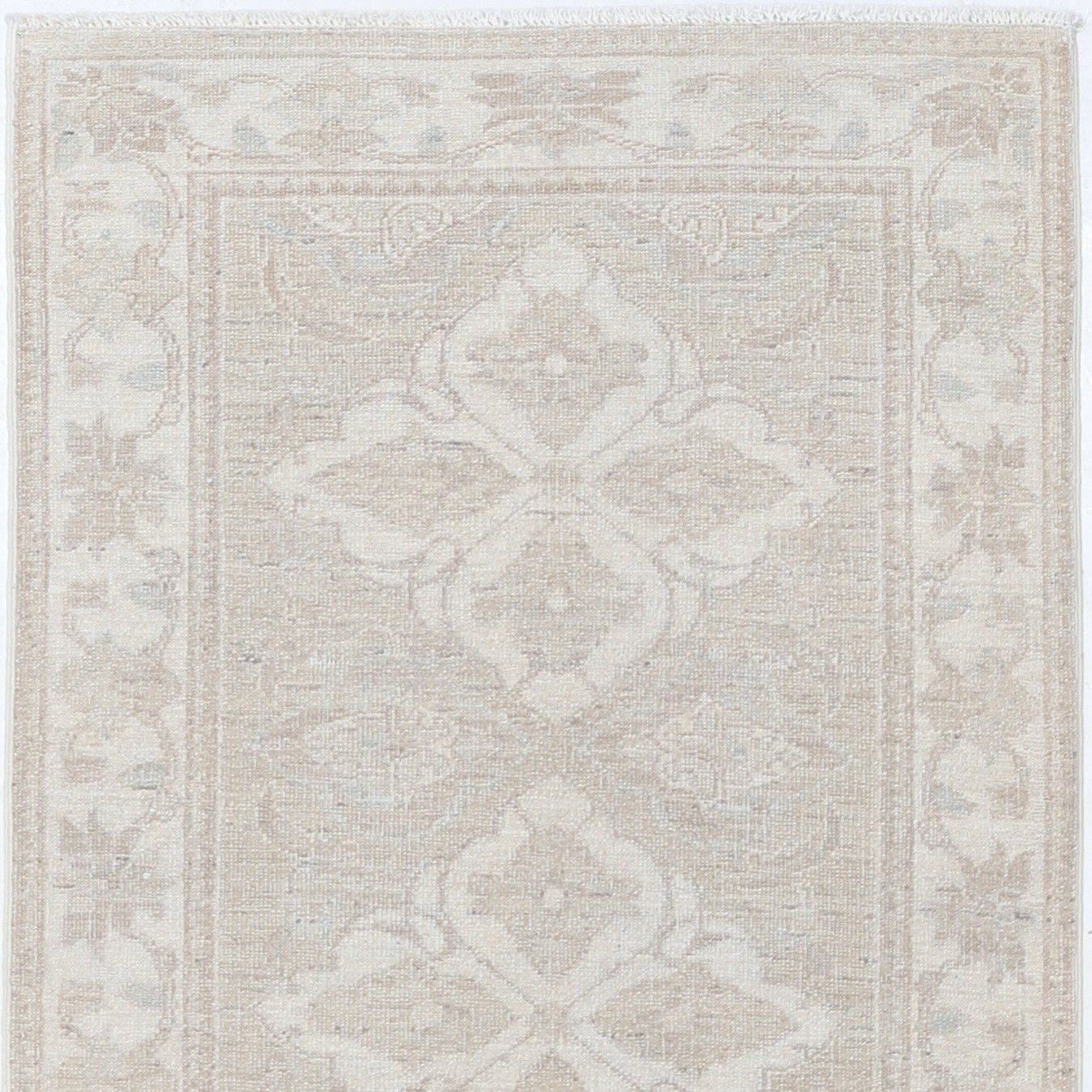 2.5x6.6 Ft Hand Knotted Hallway Runner Rug. Beige Corridor Rug. Wool Kitchen Rug photo vinterior