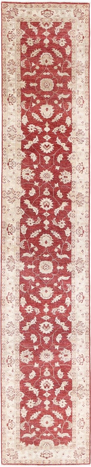 2.6x15 Ft Hand Knotted Red, Beige Long Runner Rug. Oushak Floral Corridor Rug