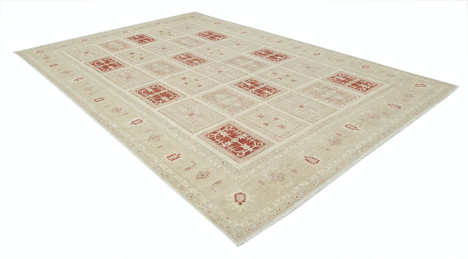 Grand tapis en laine décoratif 2,37 x 3,51 m. Tapis noué à la main pour salon photo furniture