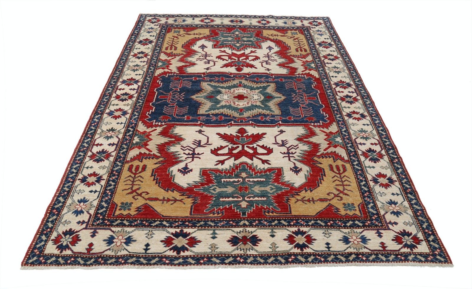 5,7 x 7,6 ft handgeknoopt tribaal Turks vloerkleed voor de woonkamer. 100% wol photo for sale