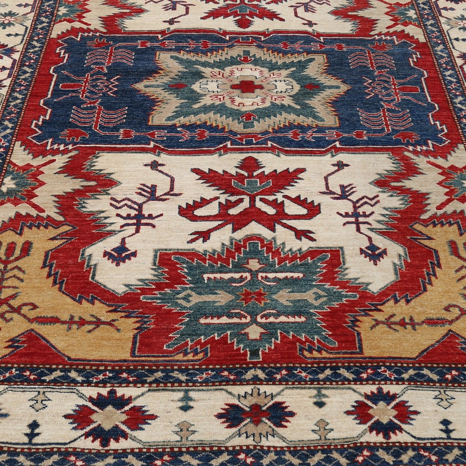 Tapis tribal turc noué à la main 1,73 x 2,29 m, pour salon. 100 % laine photo vinterior