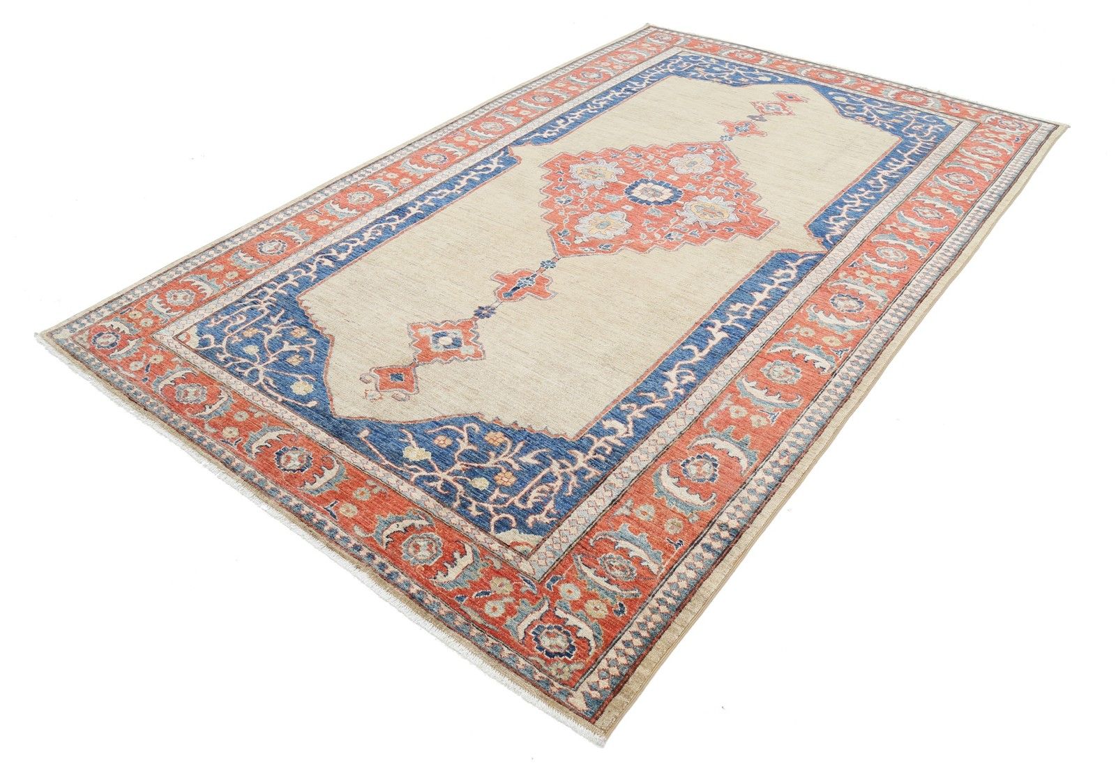 Tapis en laine turc noué à la main à motif médaillon, 2 x 3,10 m photo for sale