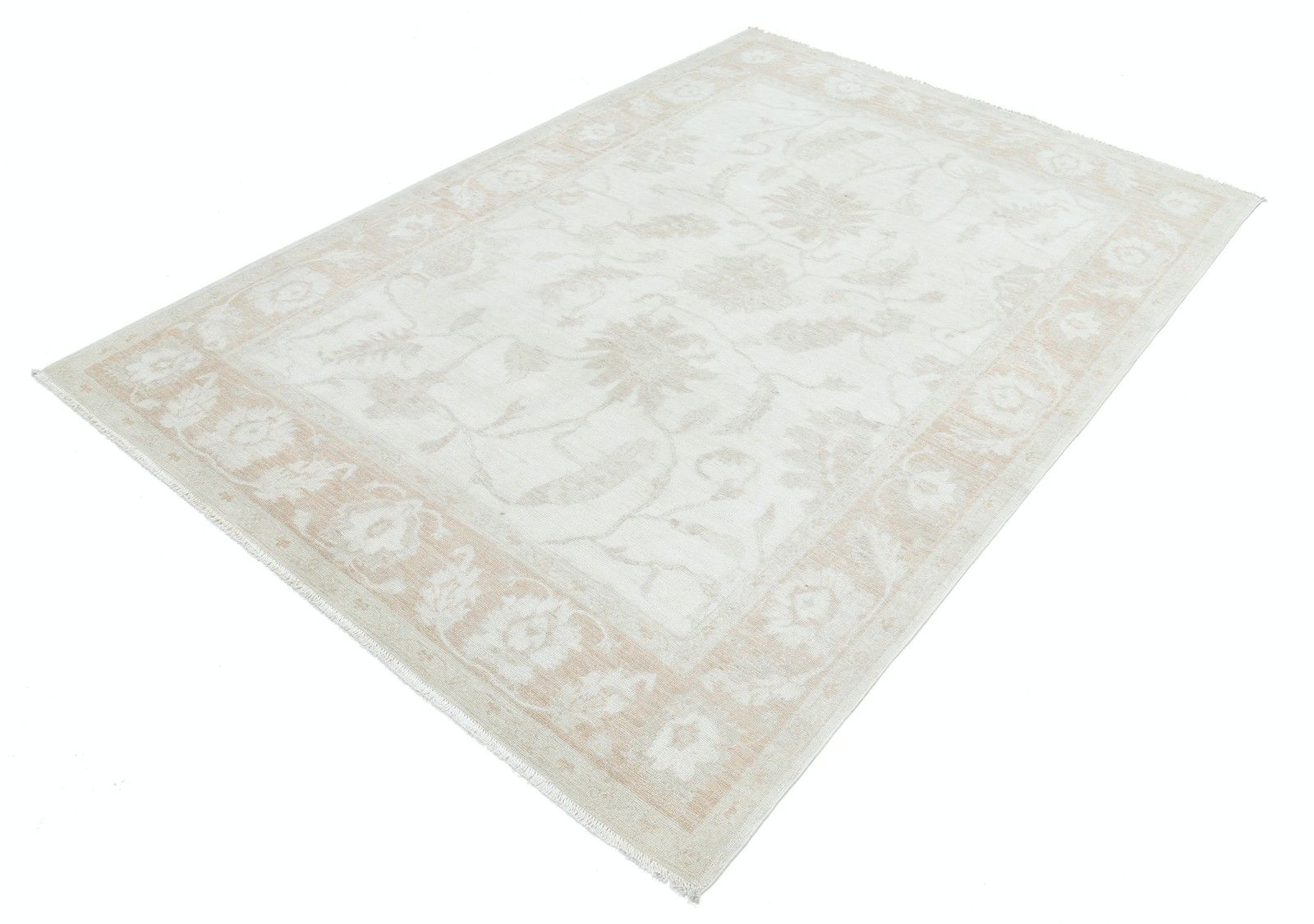 5,6x8 Ft Handgeknoopt Beige Vloerkleed voor Eetkamer. 100% Wollen Vloerkleed voor Woonkamer photo for sale