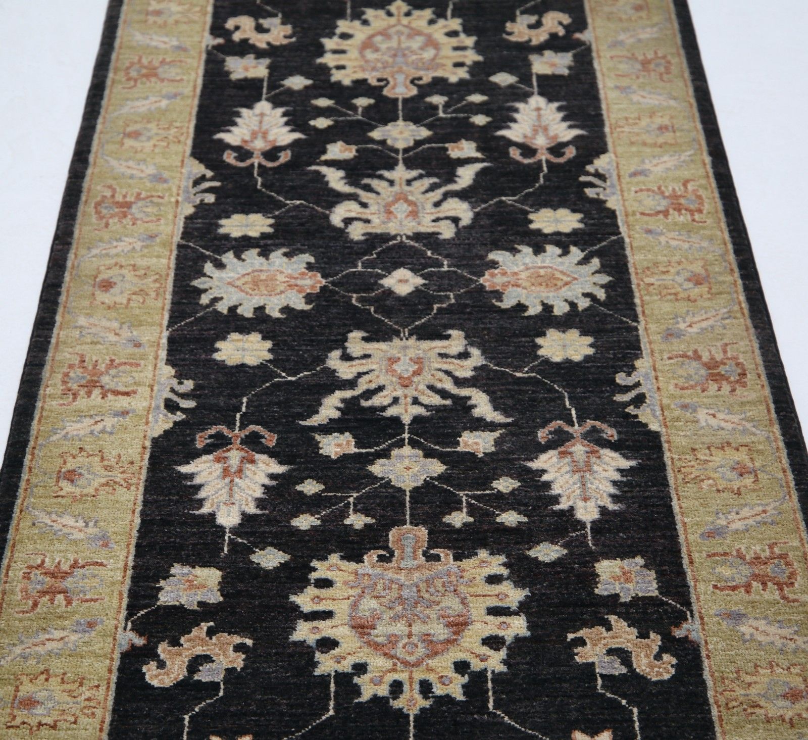 2,7x8 ft zwarte gangloper. Keukenkleed. Handgeknoopt corridorkleed. 100% wol photo 1064.0