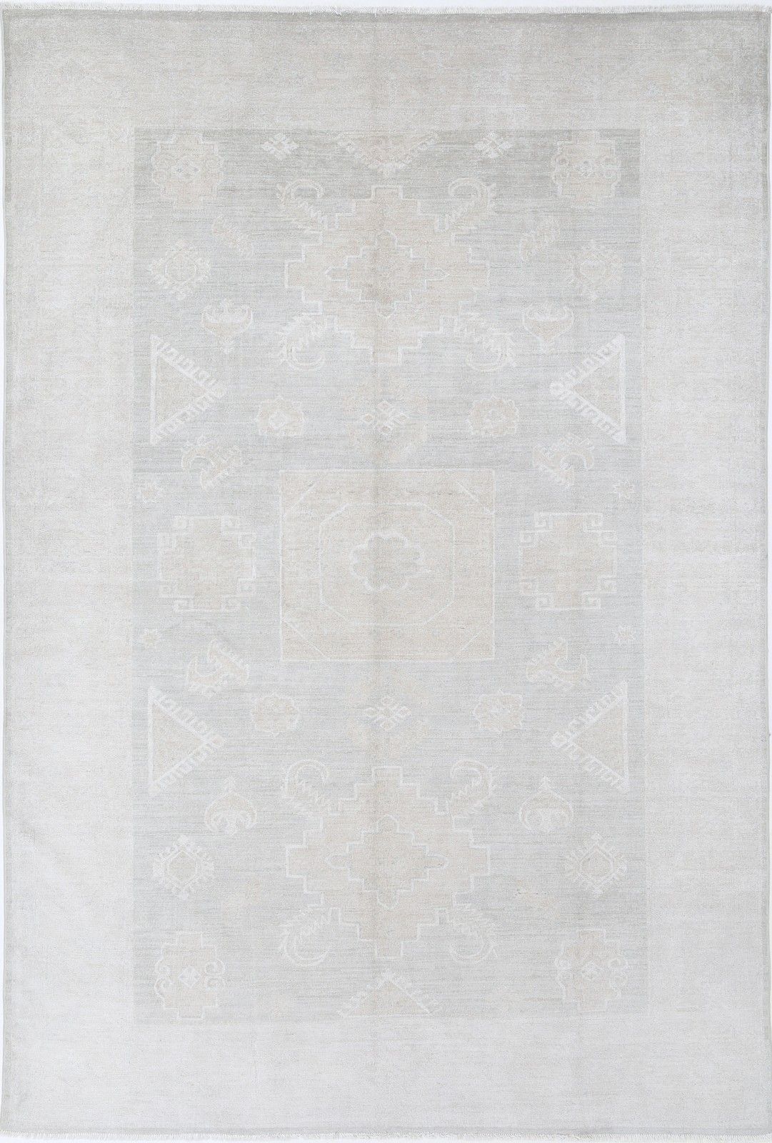 Handgeknoopt vloerkleed in zachte tinten, 191 x 285 cm, voor woon- en eetkamer