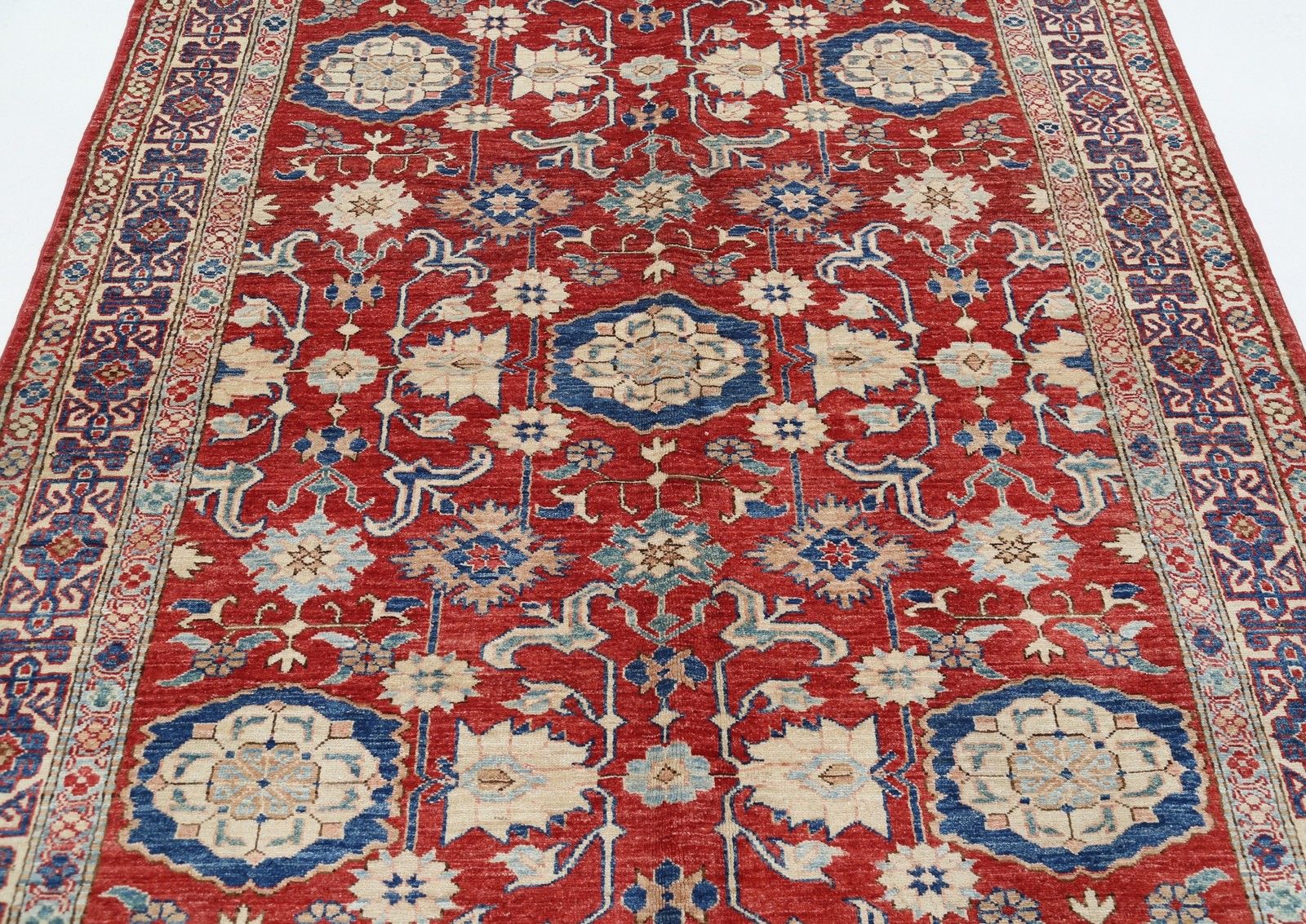 5.5x8.3 Ft Handknotted Red Turkish Area Rug For Home Decor. 100% Wool photo for sale