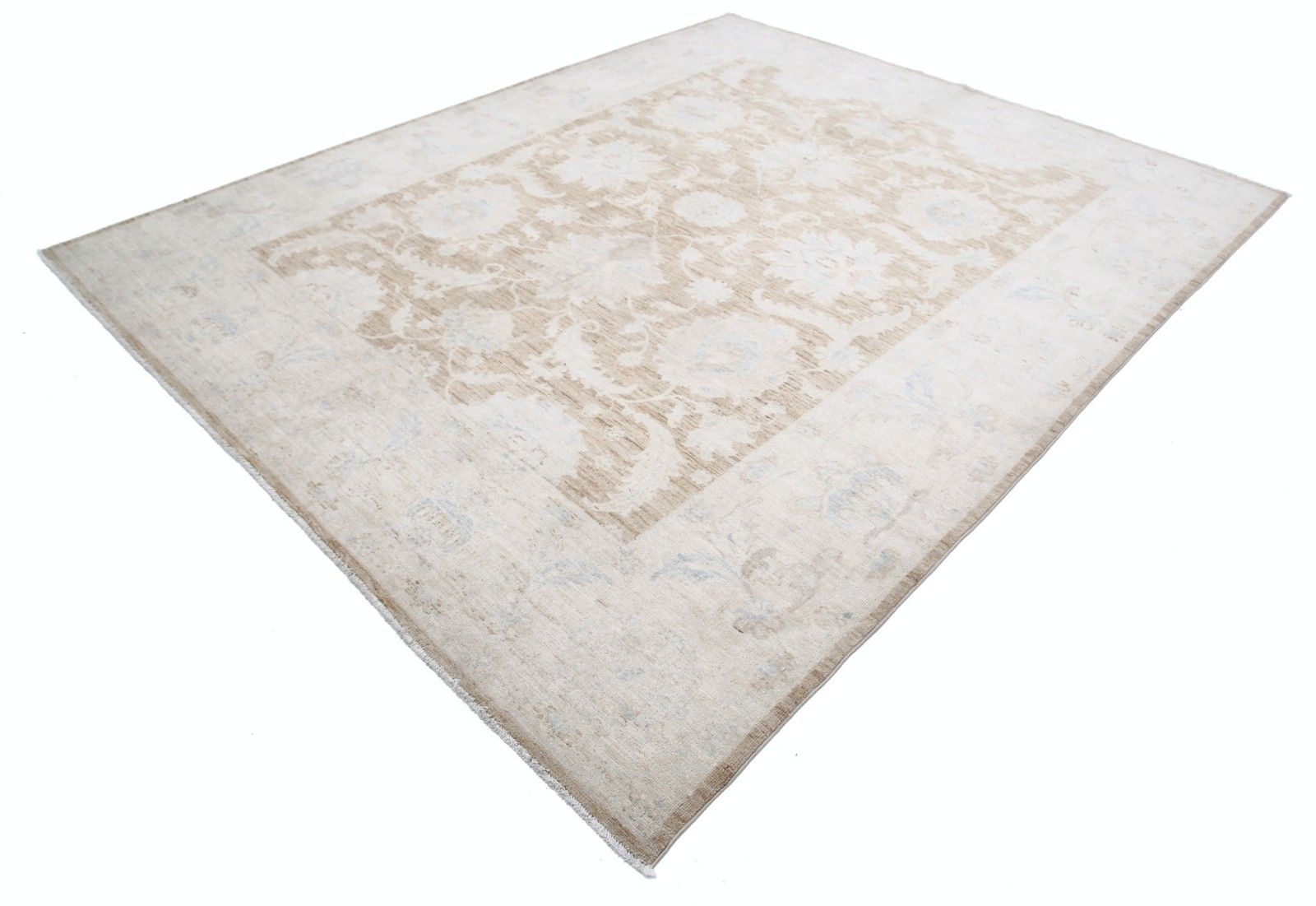 Grand tapis noué à la main 8 x 9,7 pi pour décoration intérieure, laine motif floral photo for sale