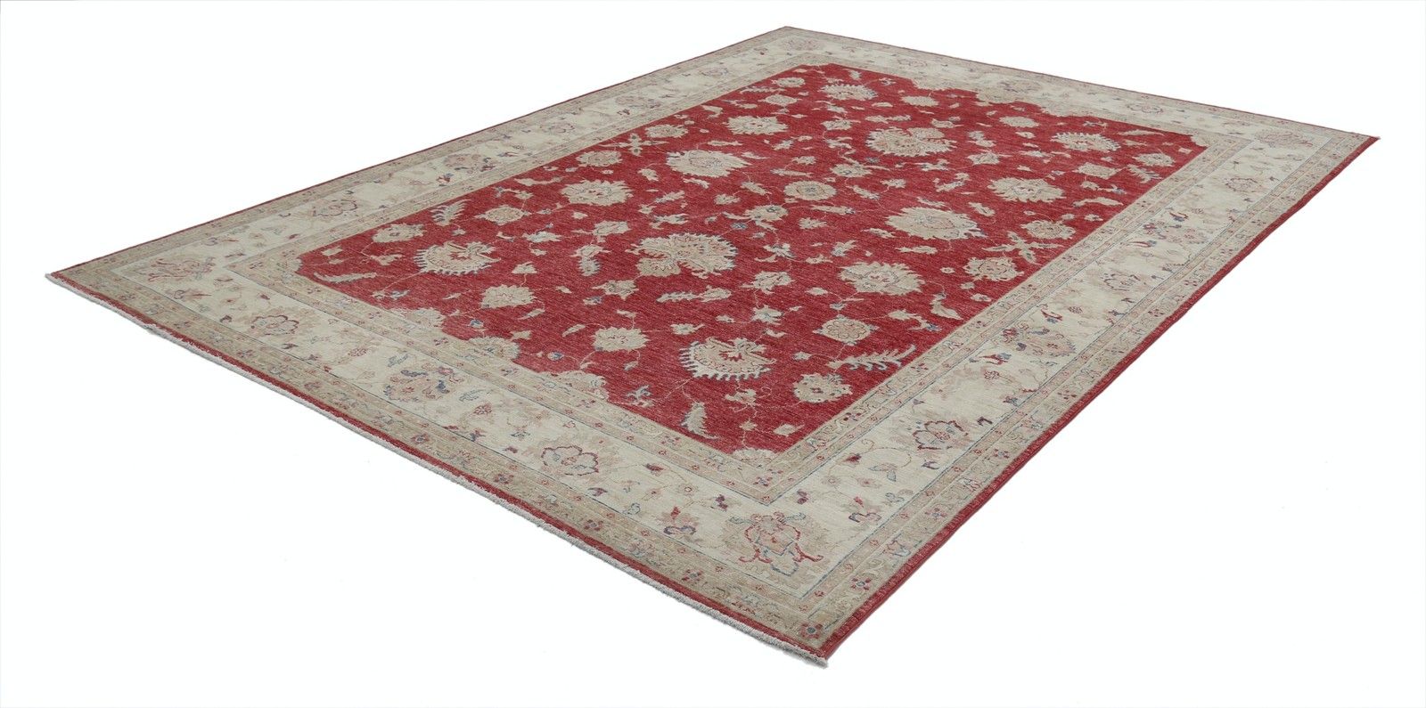 Tapis en laine noué à la main, rouge et beige, 2,49 x 3,48 m. Tapis turc à motifs floraux photo furniture