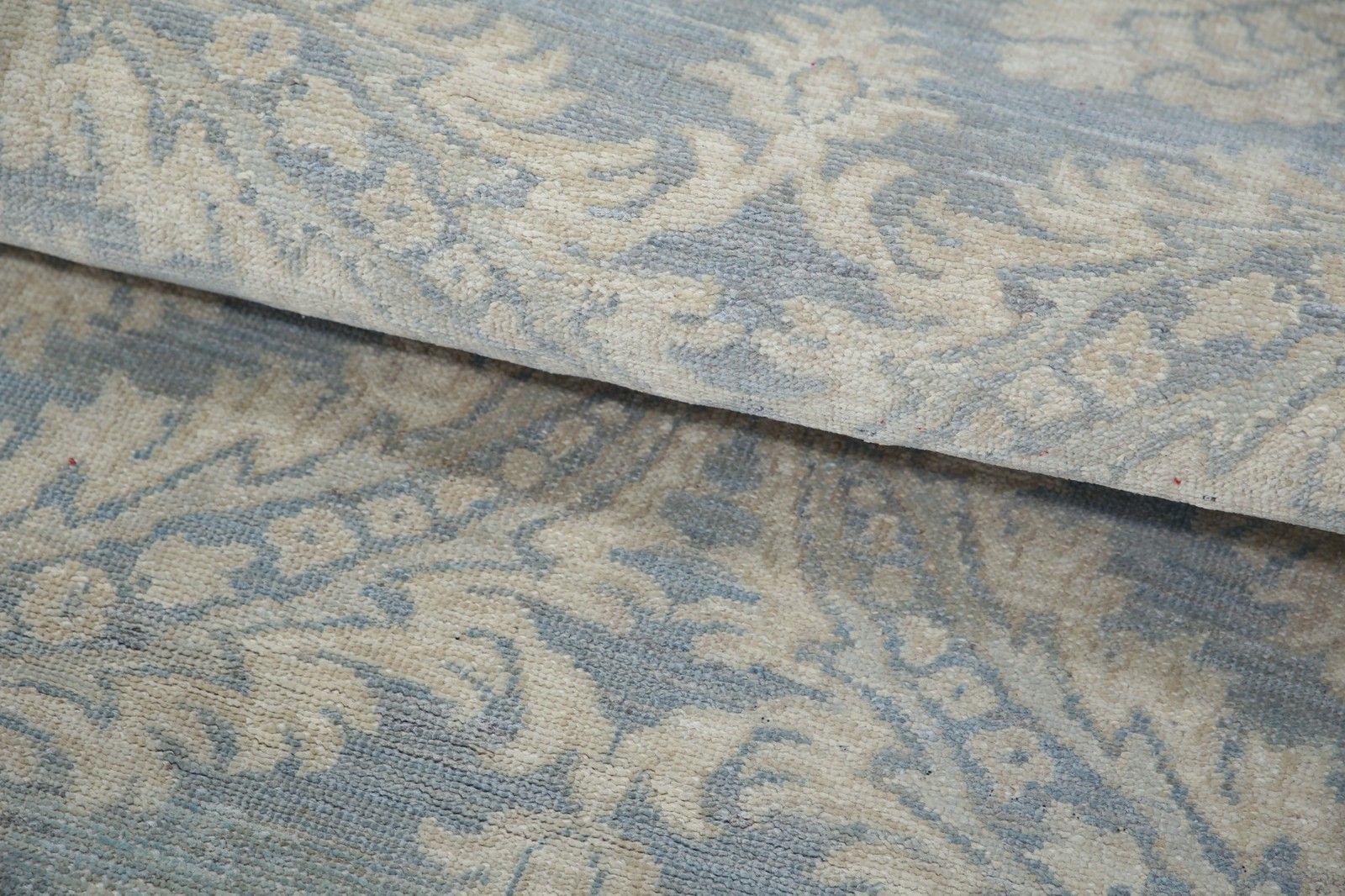 2,7 x 6 ft handgeknoopt loper in lichtblauw en ivoor. Wollen keukenkleed photo 791.0