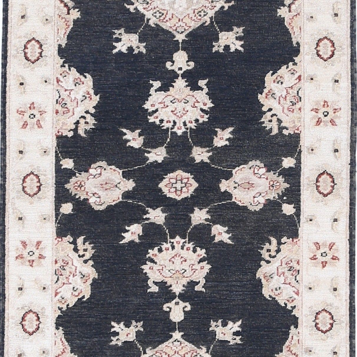 2.7x8.2 Ft Hand Knotted Black, Beige Runner Rug. Floral Corridor Rug For Hallway photo buy