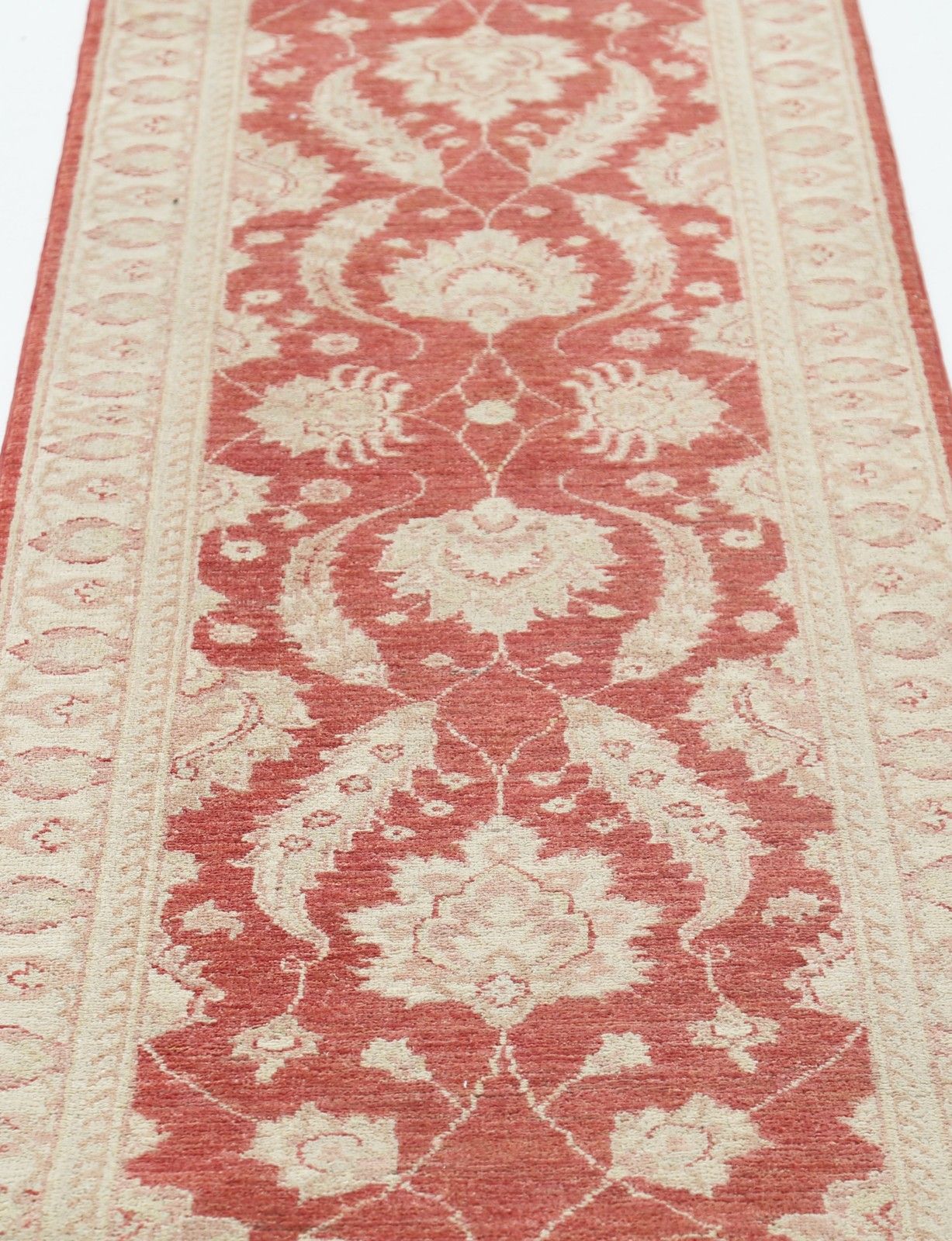 Tapis de couloir fleuri 0,75 x 3,90 m. Tapis de cuisine rouge. Tapis de couloir fait main photo 1534.0