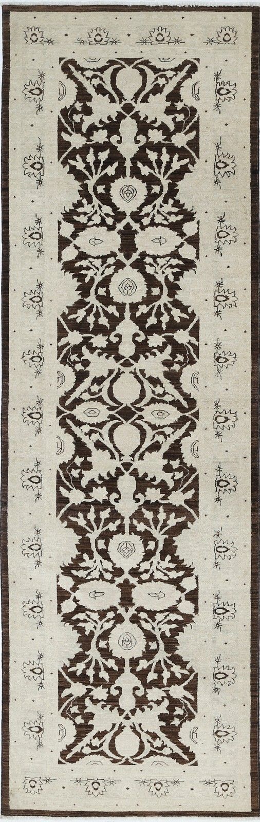 Tapis de couloir fleuri 3 x 10 pi. Tapis de cuisine brun. Tapis de corridor noué à la main