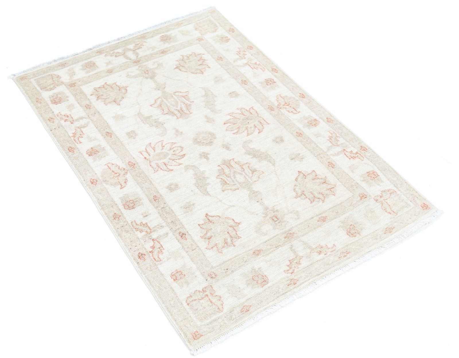 Tapis d'appoint turc noué à la main en laine beige à motif floral, 0,79 x 1,15 m photo furniture