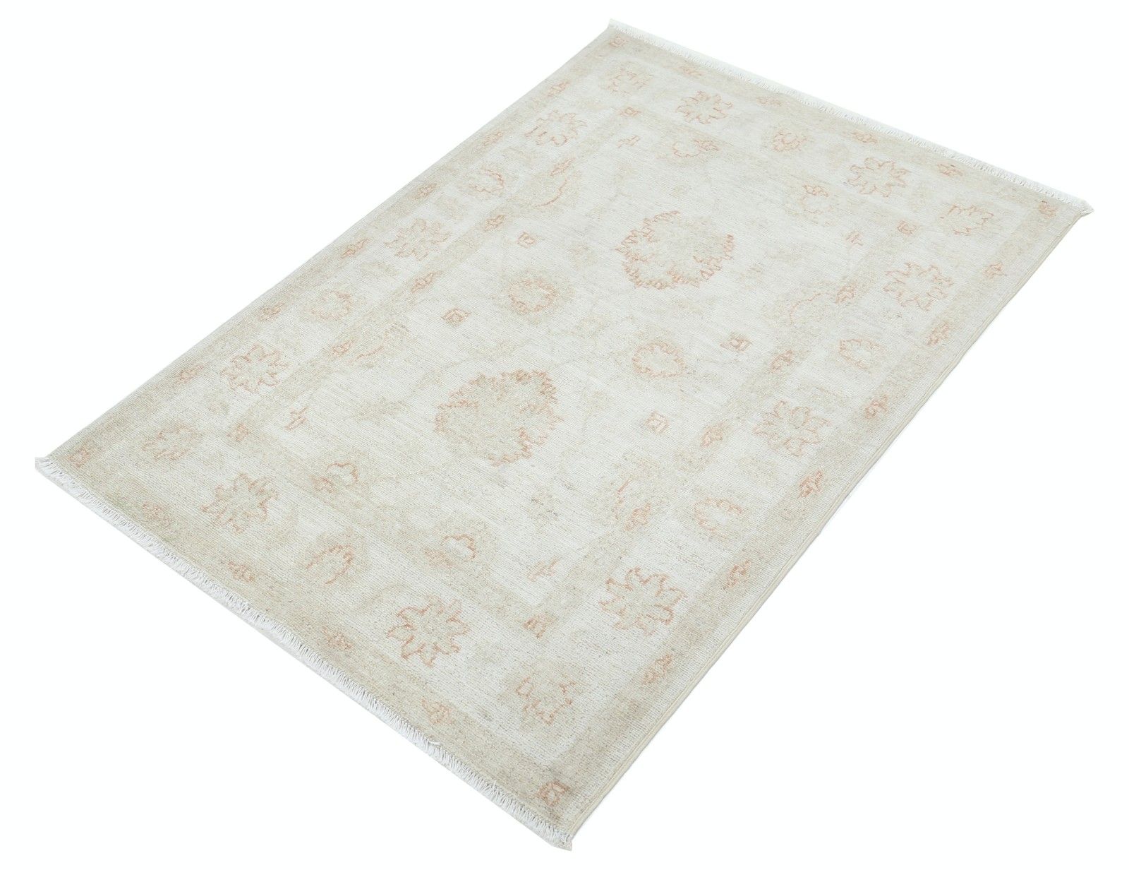 Tapis d'appoint turc noué à la main, motifs floraux, beige, 84 x 122 cm. 100 % laine photo for sale