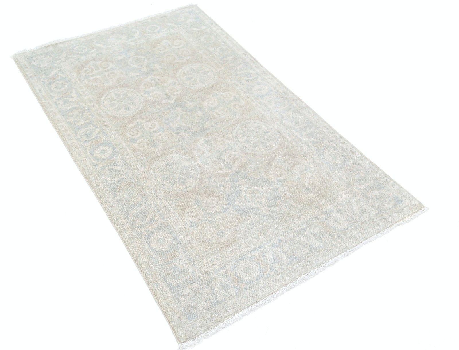 2.6x4 Ft Beige Accent Rug For Bedroom. Handknotted Turkish Wool Rug For Entryway photo furniture