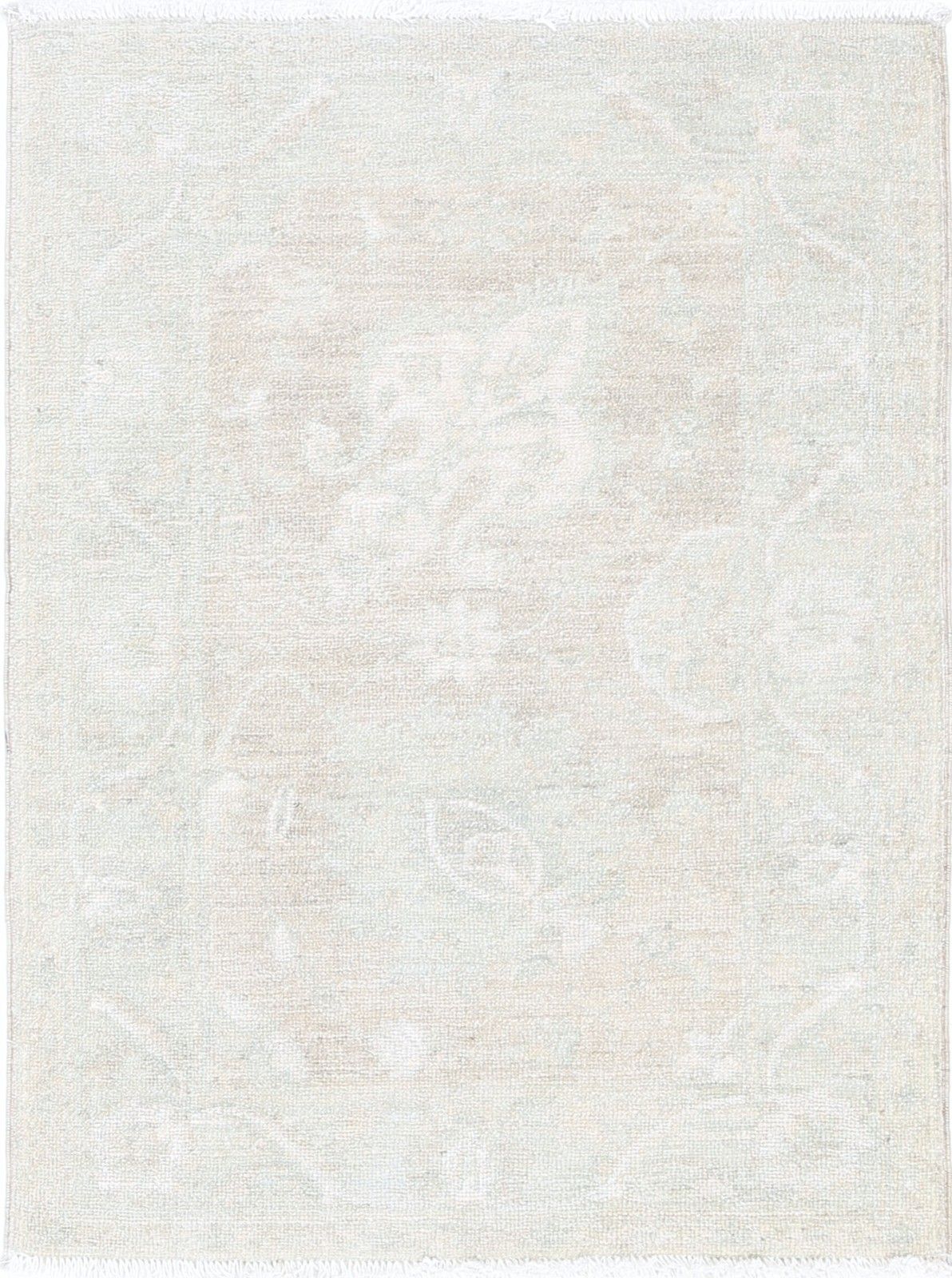 2x2.8 Ft Beige Oushak Rug. Handknotted Turkish Small Area Rug. All Wool