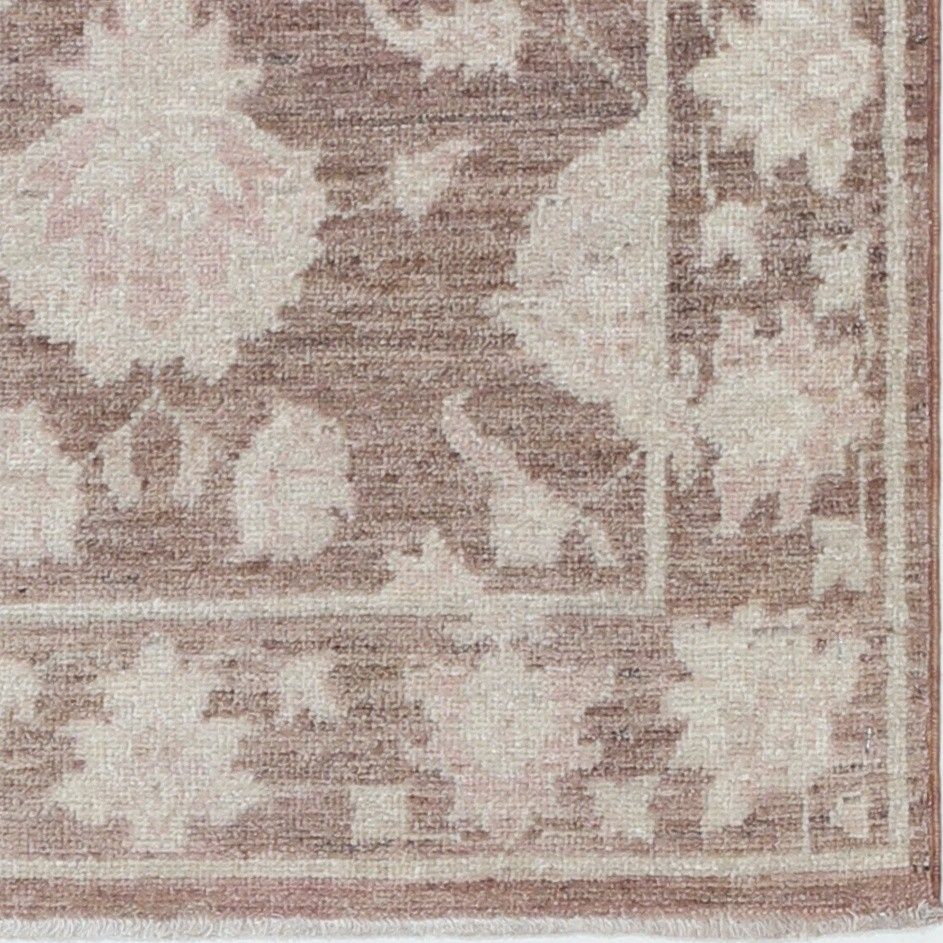 Tapis en laine noué à la main, marron et ivoire, 67 x 97 cm. Petit tapis à motif floral photo buy