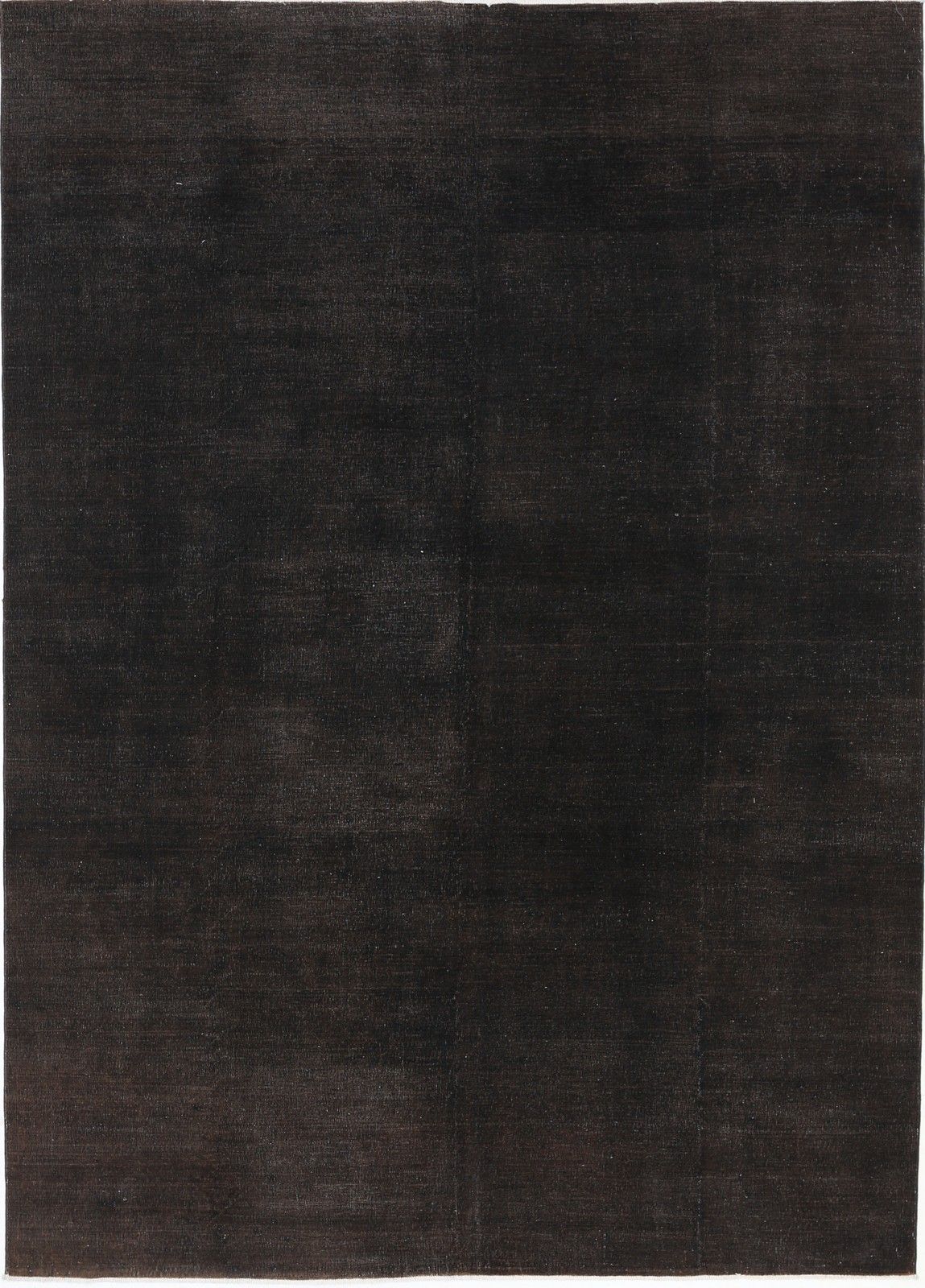 8x11.2 Ft Hand Knotted Dark Brown Wool Area Rug. Turkish Minimal Design Carpet