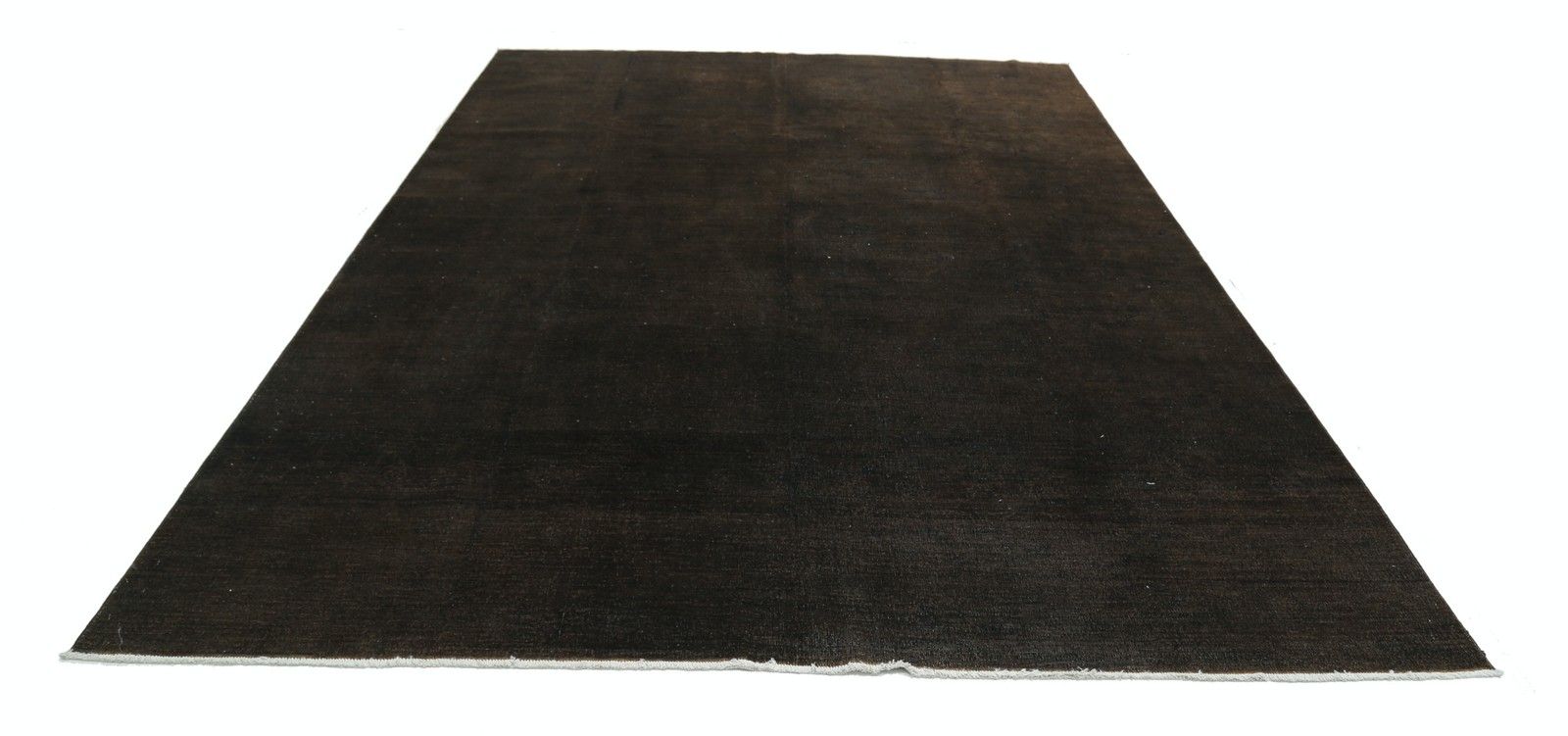 8x11.2 Ft Hand Knotted Dark Brown Wool Area Rug. Turkish Minimal Design Carpet photo for sale